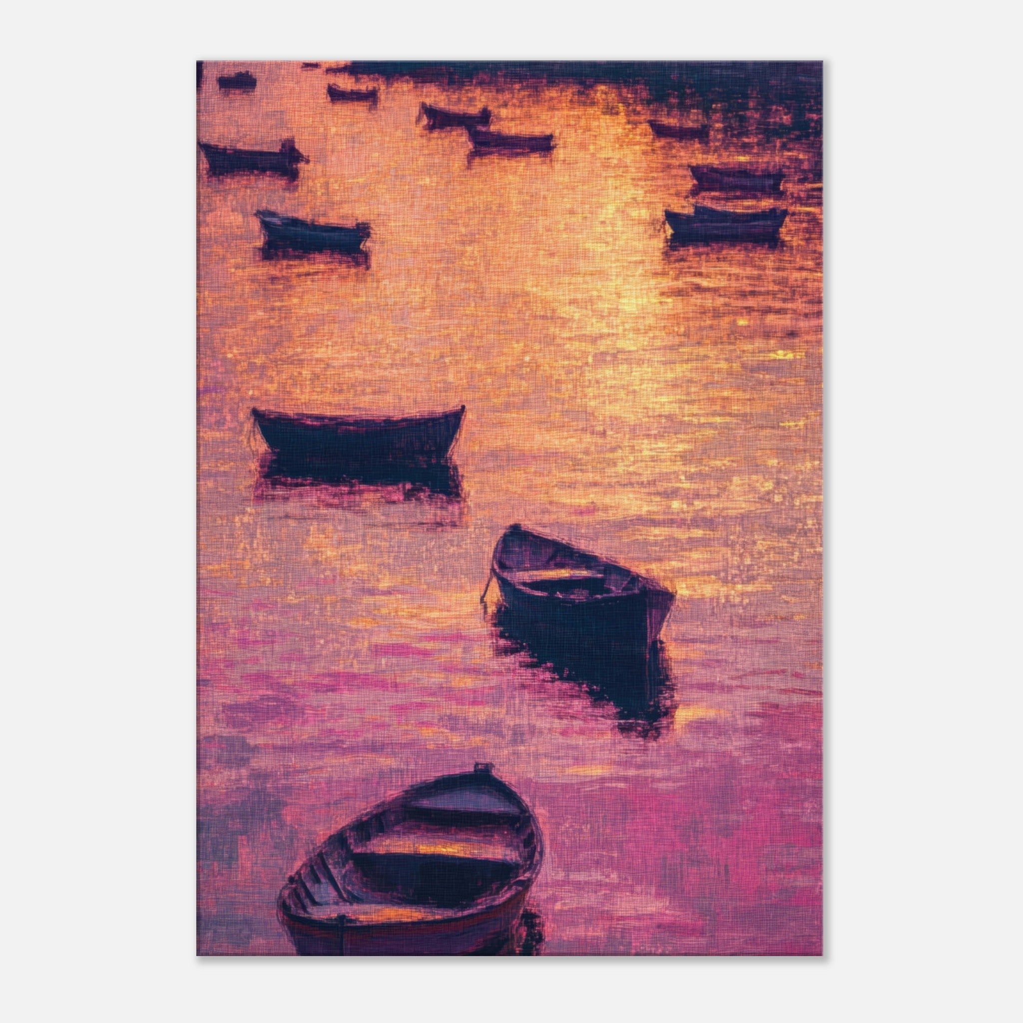 Canvas Portrait - Boats at Dusk A harbor filled with gently rocky - Shop Ai Art WebShop - Digital Art online Store