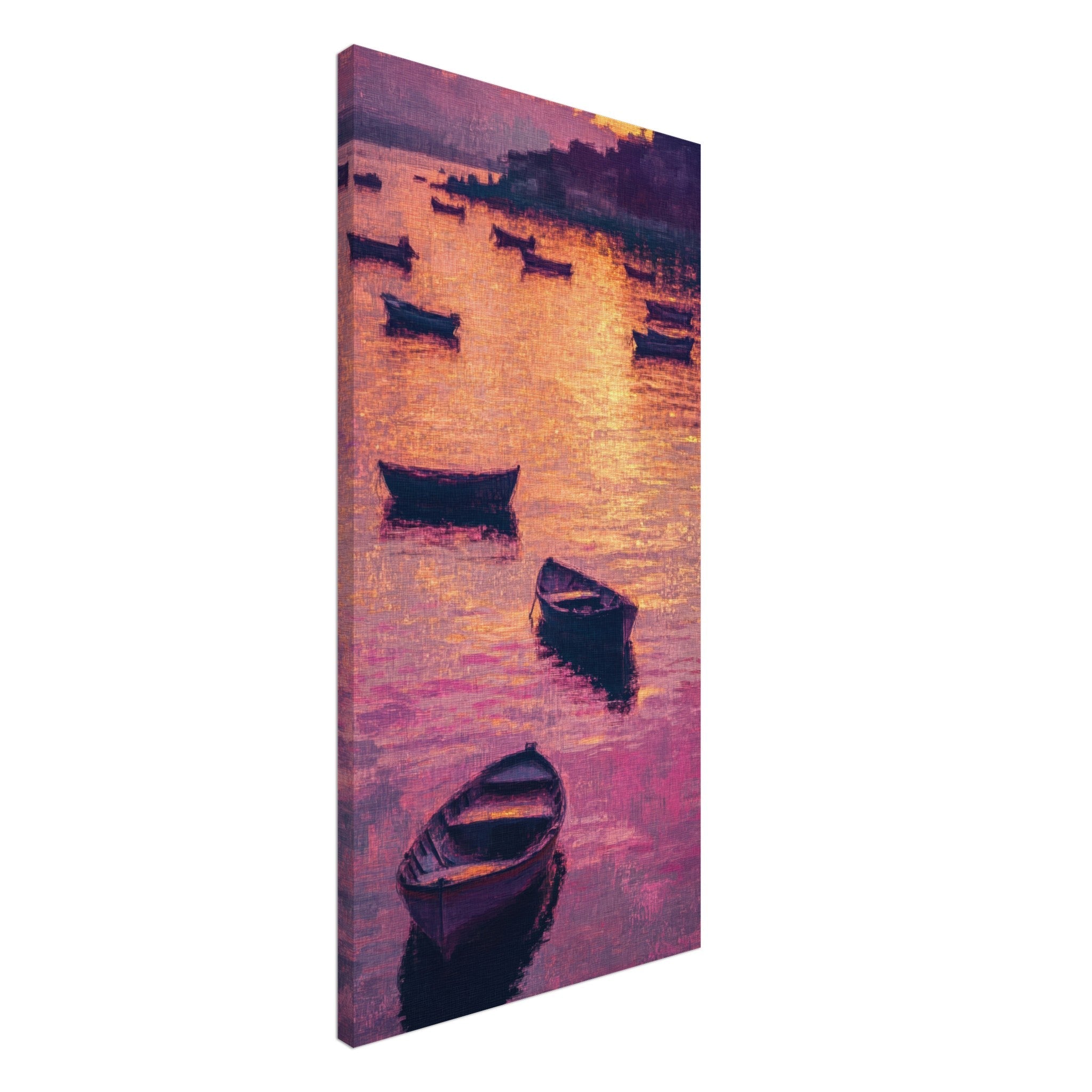Canvas Portrait - Boats at Dusk A harbor filled with gently rocky - Shop Ai Art WebShop - Digital Art online Store