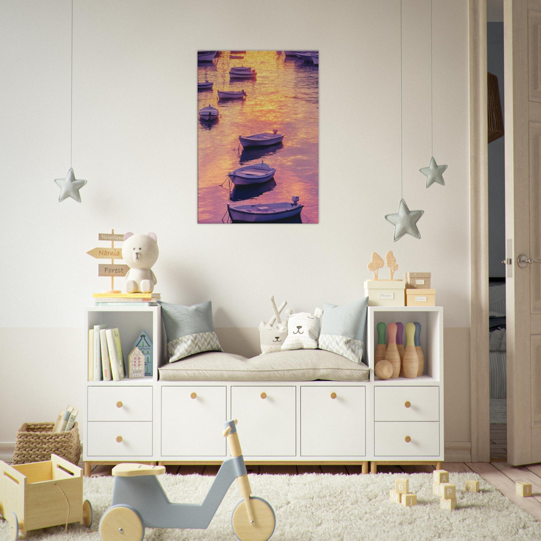 Canvas Portrait - Boats at Dusk A harbor filled with gently rocky 4 - Shop Ai Art WebShop - Digital Art online Store