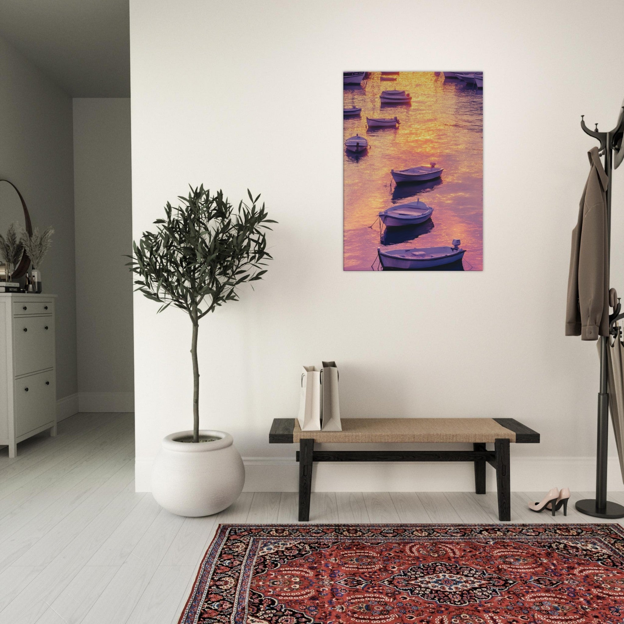 Canvas Portrait - Boats at Dusk A harbor filled with gently rocky 4 - Shop Ai Art WebShop - Digital Art online Store