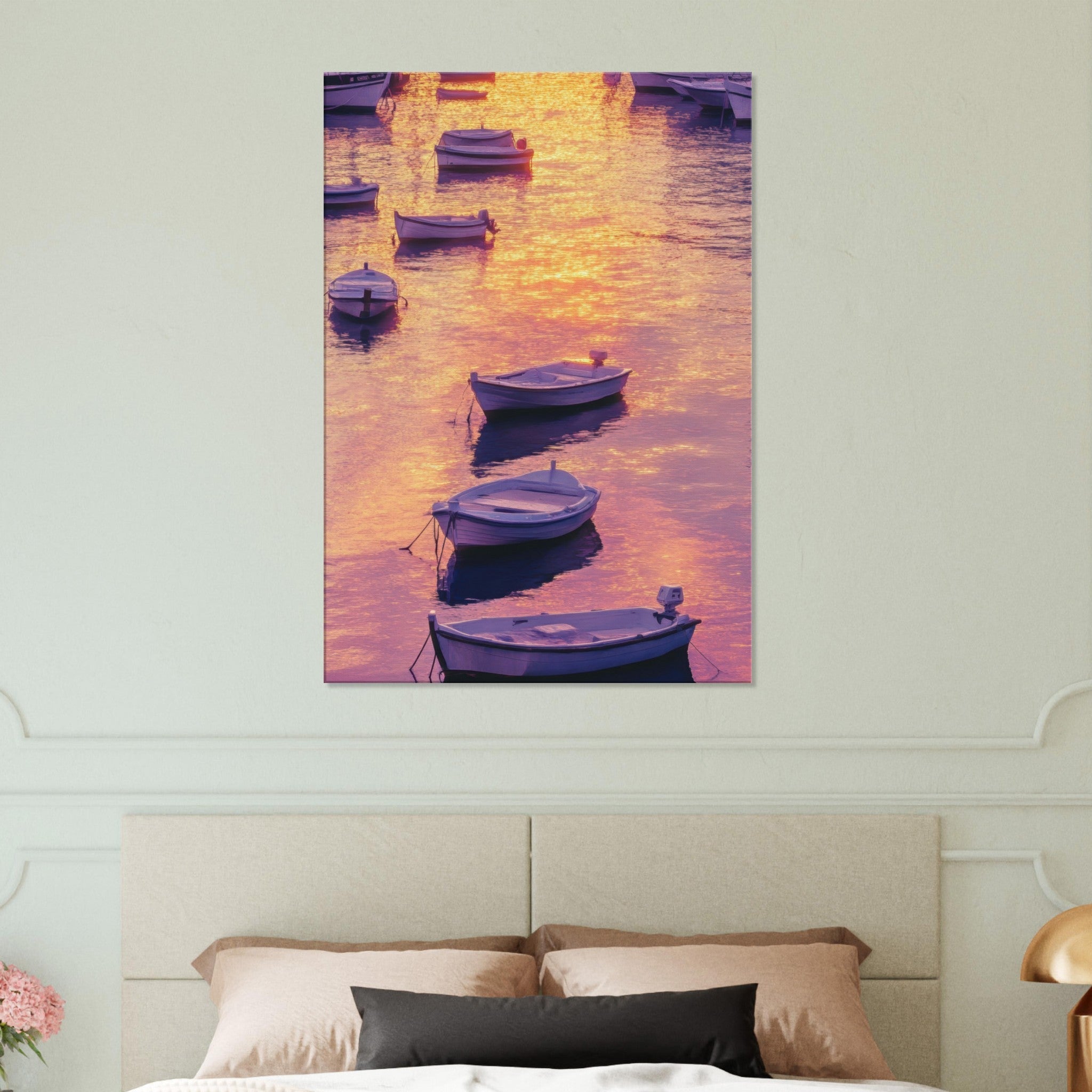 Canvas Portrait - Boats at Dusk A harbor filled with gently rocky 4 - Shop Ai Art WebShop - Digital Art online Store