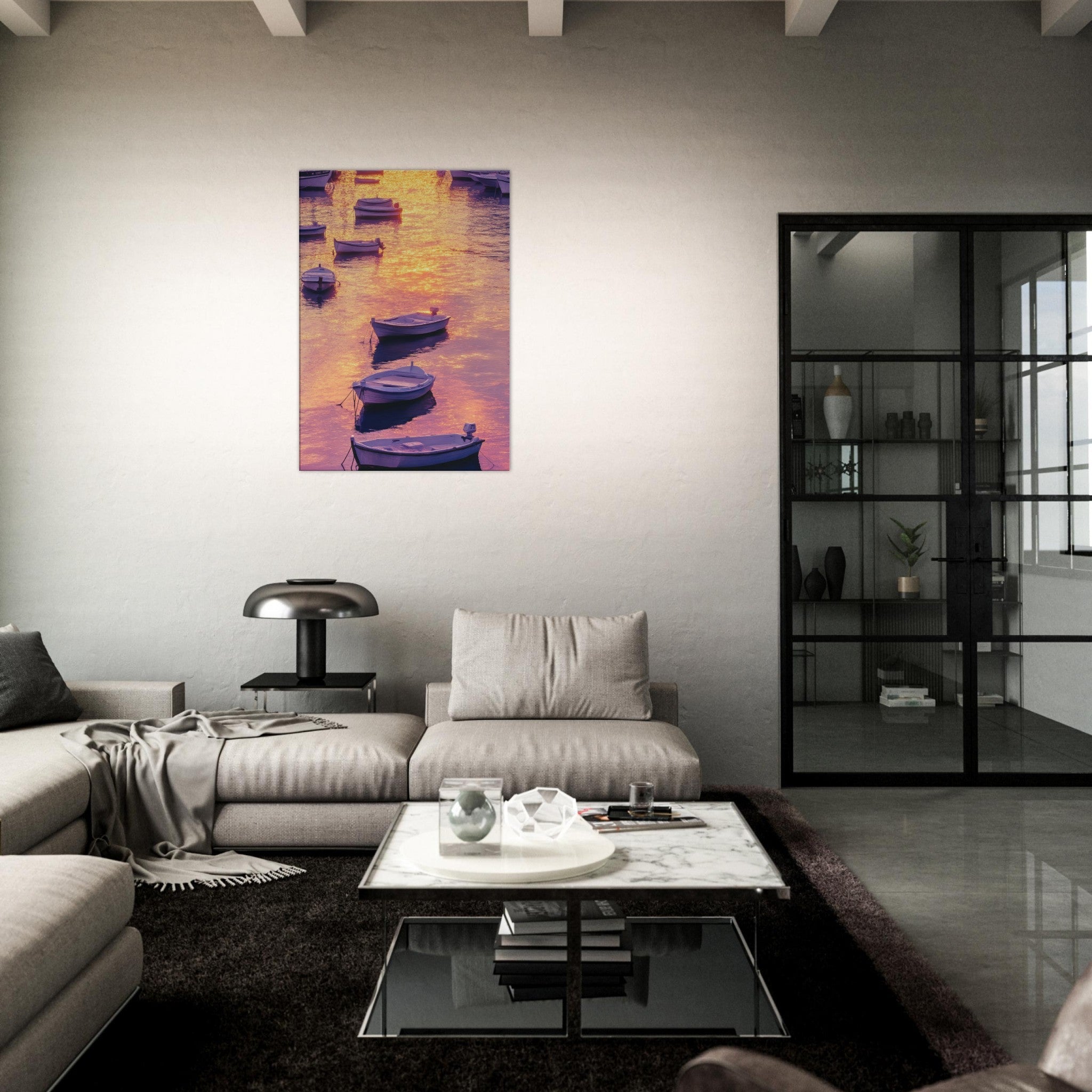 Canvas Portrait - Boats at Dusk A harbor filled with gently rocky 4 - Shop Ai Art WebShop - Digital Art online Store