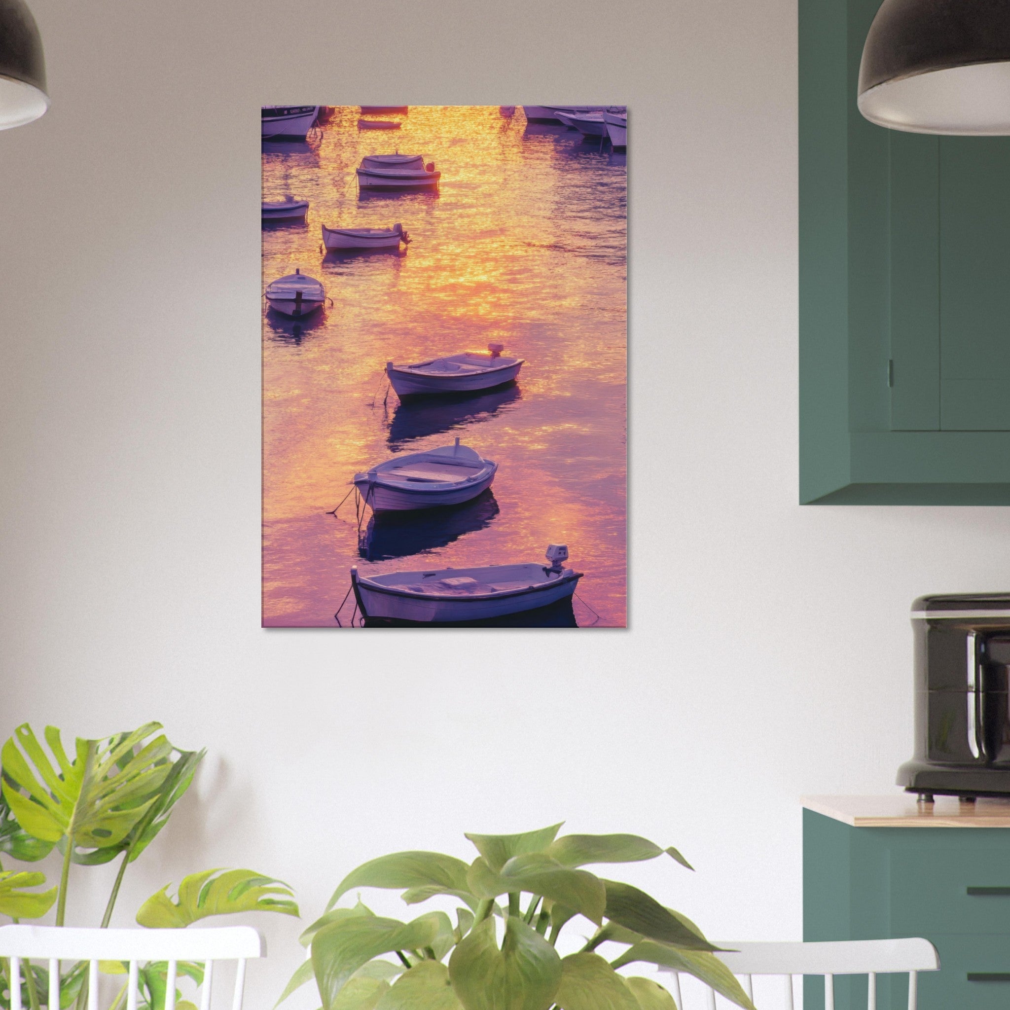 Canvas Portrait - Boats at Dusk A harbor filled with gently rocky 4 - Shop Ai Art WebShop - Digital Art online Store