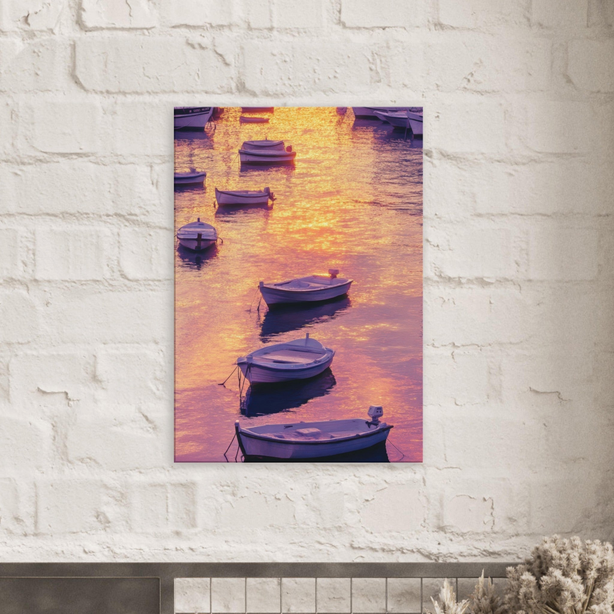 Canvas Portrait - Boats at Dusk A harbor filled with gently rocky 4 - Shop Ai Art WebShop - Digital Art online Store
