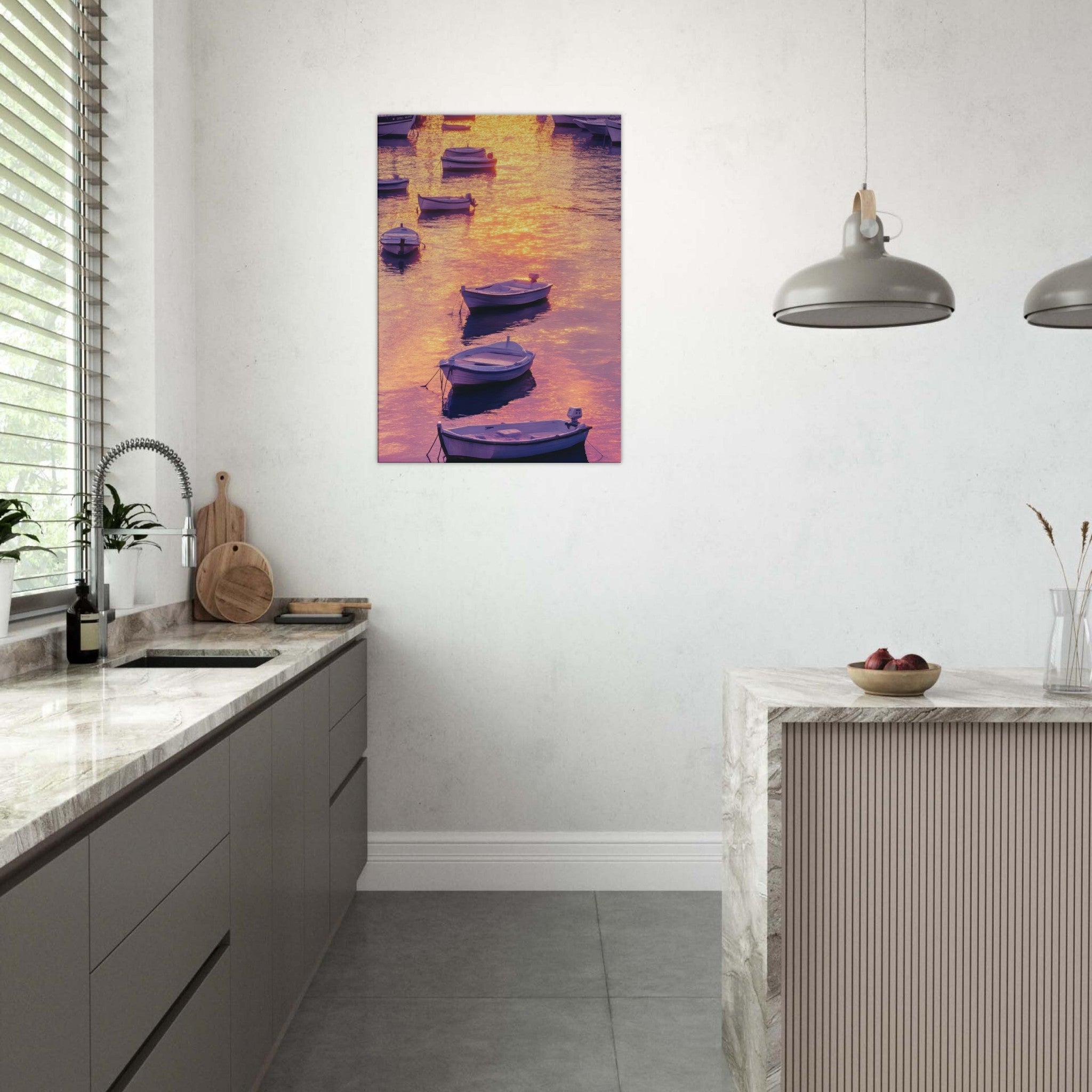 Canvas Portrait - Boats at Dusk A harbor filled with gently rocky 4 - Shop Ai Art WebShop - Digital Art online Store