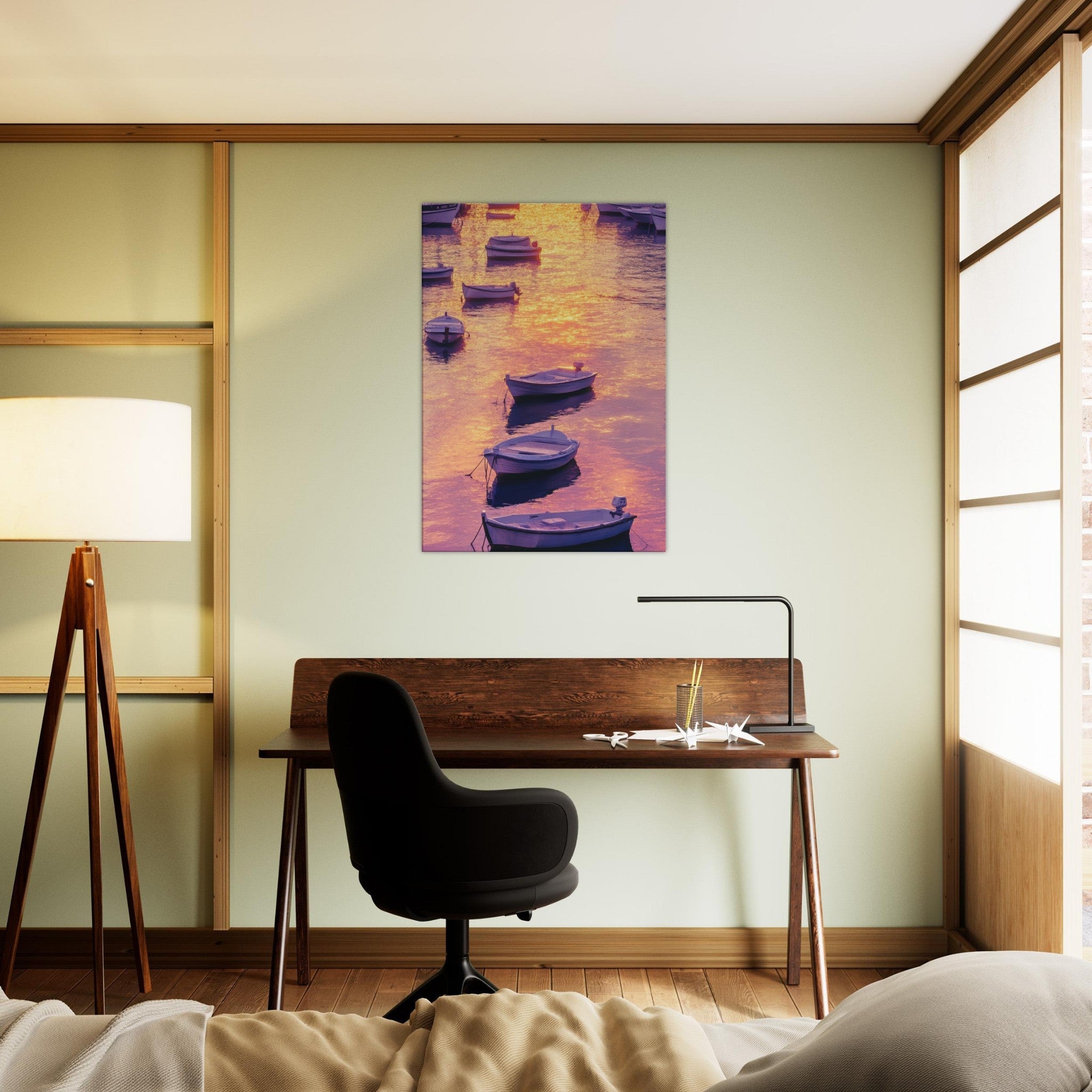 Canvas Portrait - Boats at Dusk A harbor filled with gently rocky 4 - Shop Ai Art WebShop - Digital Art online Store