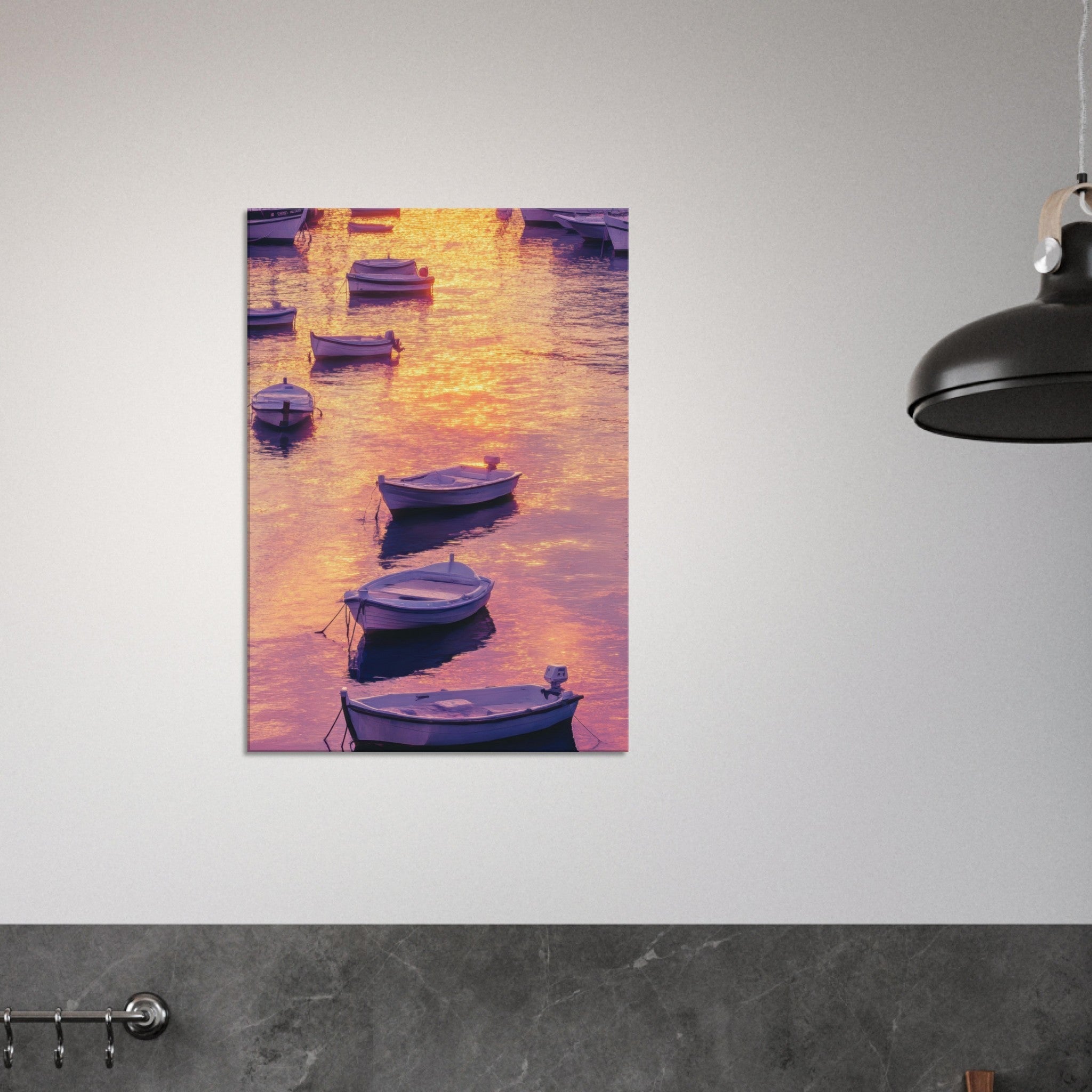 Canvas Portrait - Boats at Dusk A harbor filled with gently rocky 4 - Shop Ai Art WebShop - Digital Art online Store