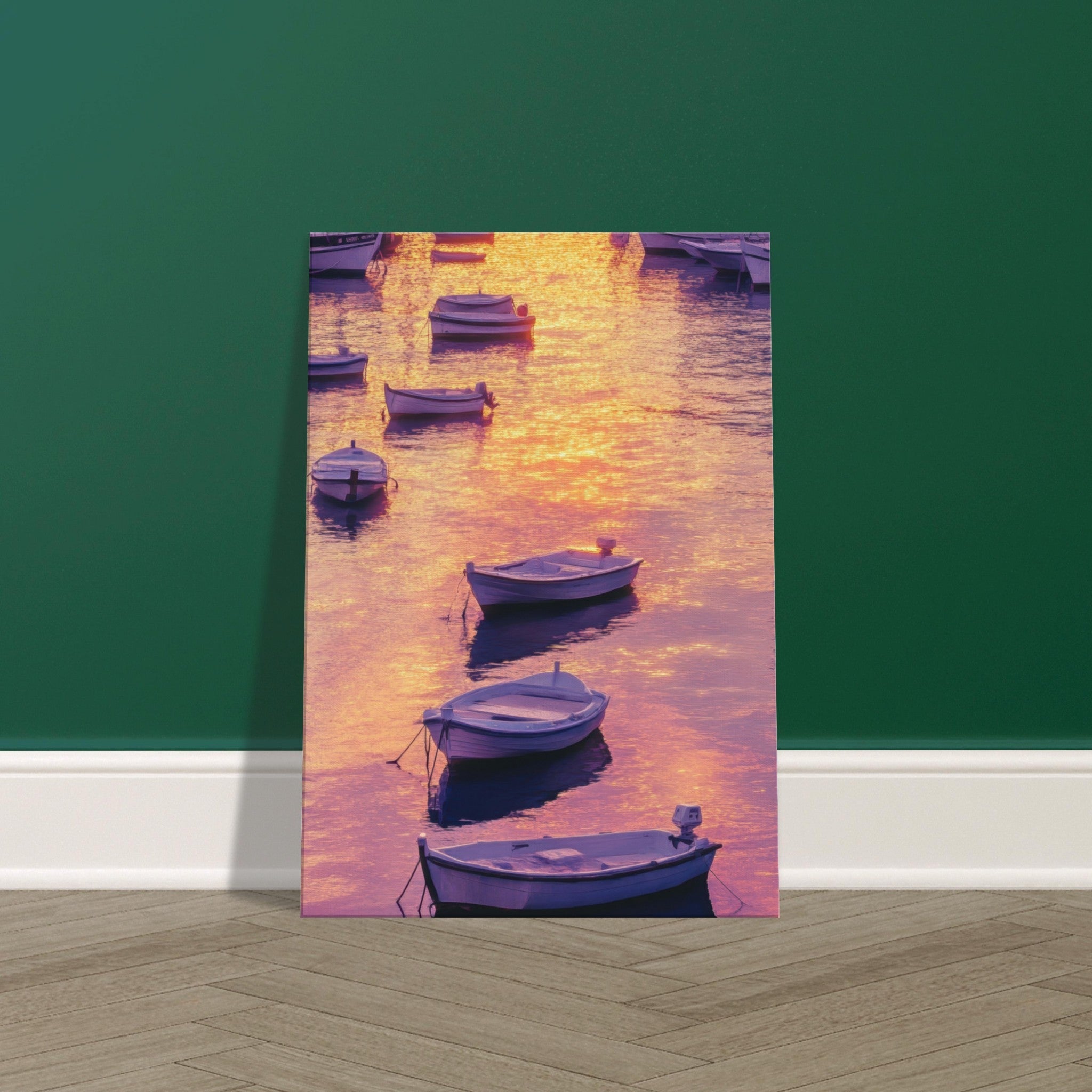 Canvas Portrait - Boats at Dusk A harbor filled with gently rocky 4 - Shop Ai Art WebShop - Digital Art online Store