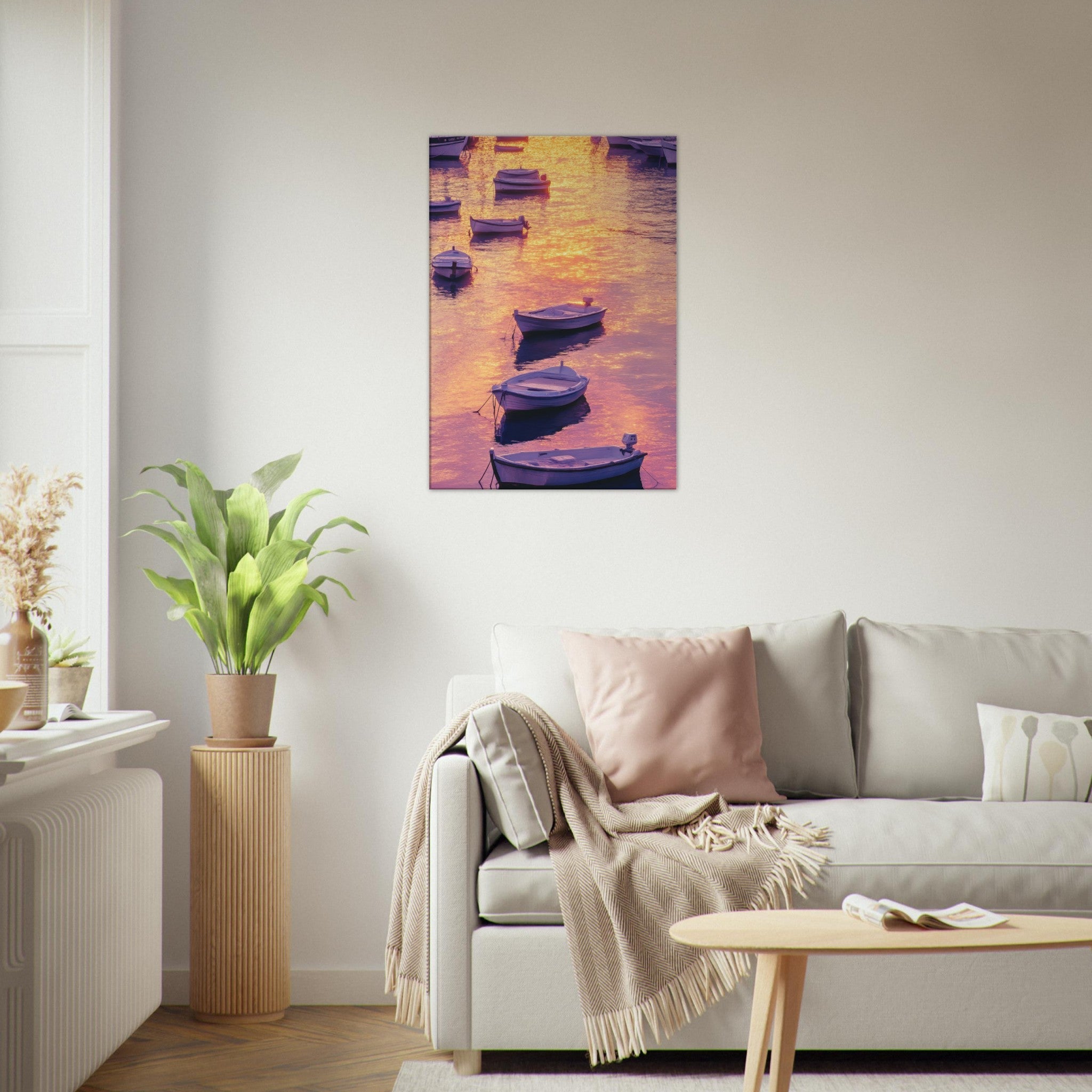 Canvas Portrait - Boats at Dusk A harbor filled with gently rocky 4 - Shop Ai Art WebShop - Digital Art online Store