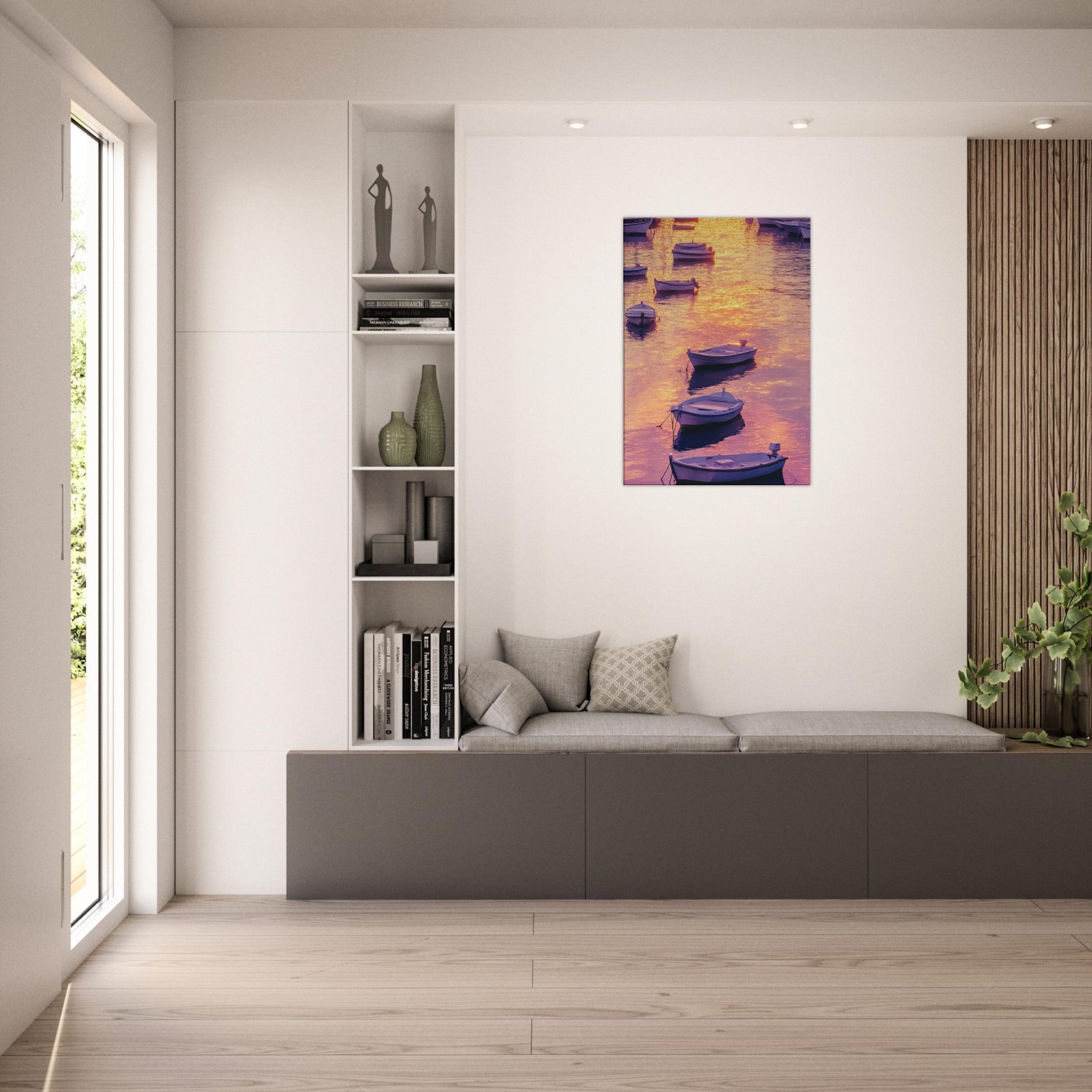 Canvas Portrait - Boats at Dusk A harbor filled with gently rocky 4 - Shop Ai Art WebShop - Digital Art online Store