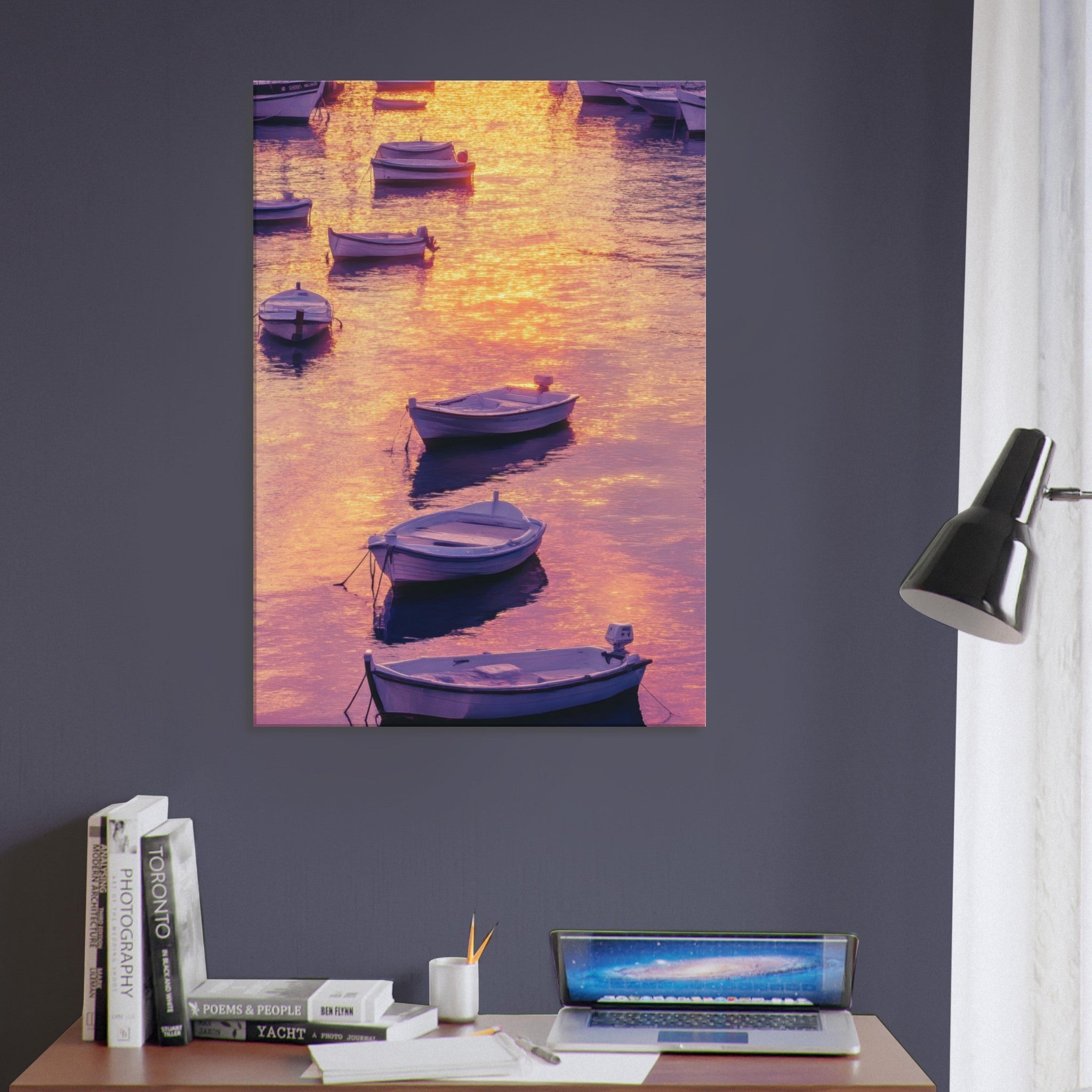 Canvas Portrait - Boats at Dusk A harbor filled with gently rocky 4 - Shop Ai Art WebShop - Digital Art online Store