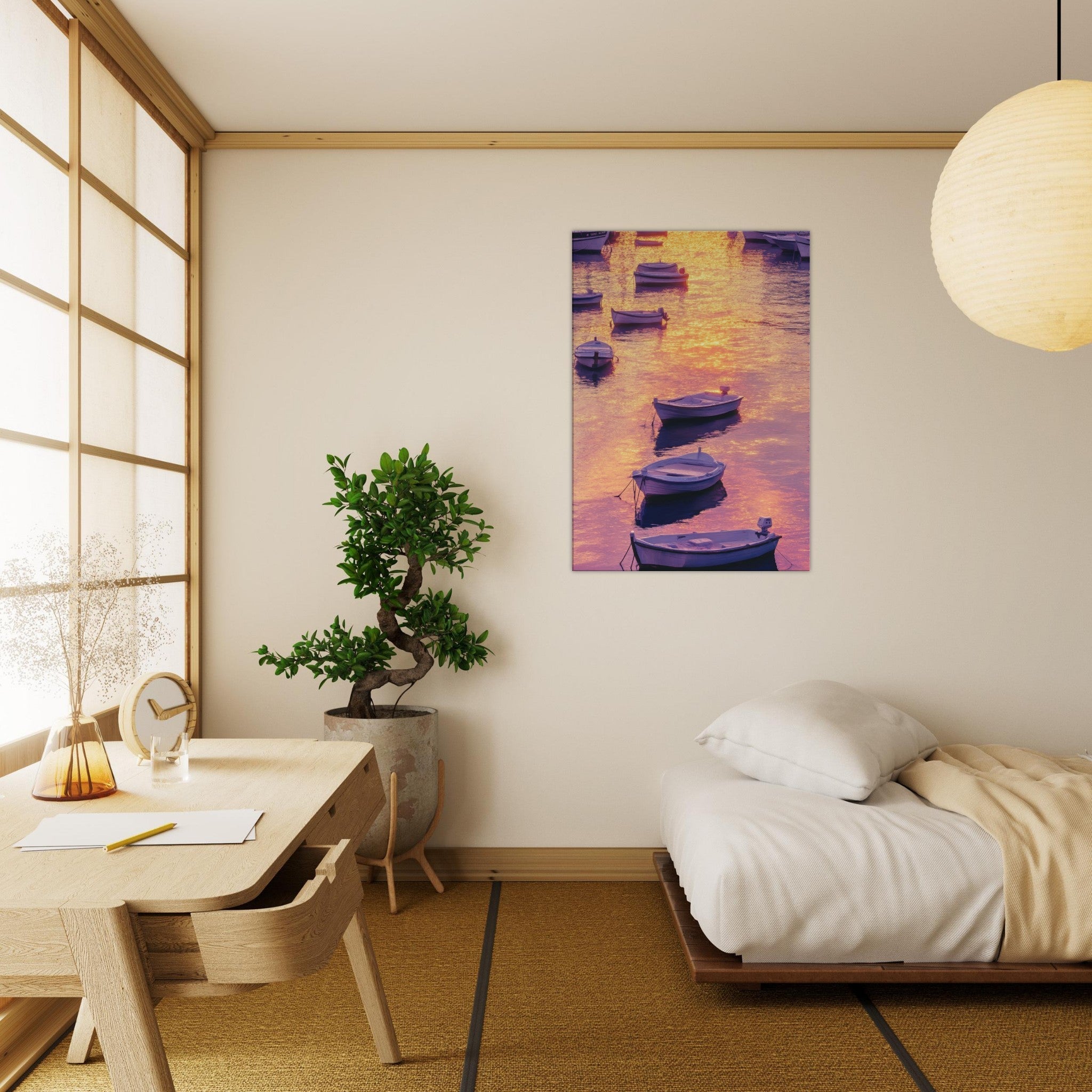 Canvas Portrait - Boats at Dusk A harbor filled with gently rocky 4 - Shop Ai Art WebShop - Digital Art online Store