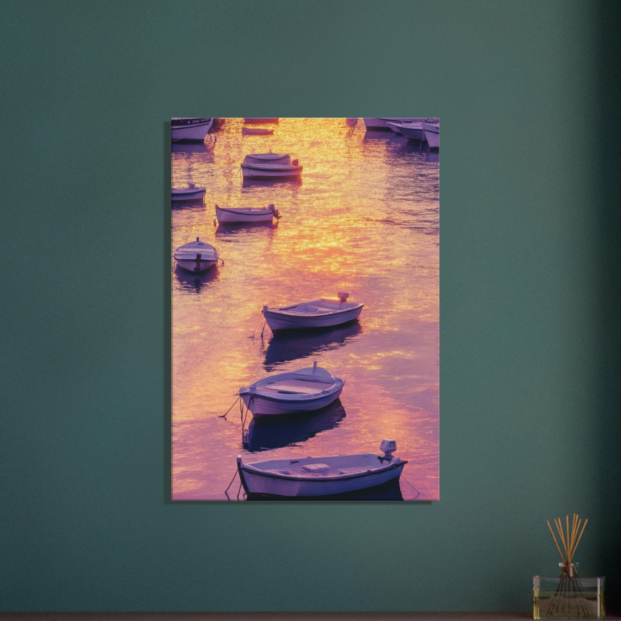 Canvas Portrait - Boats at Dusk A harbor filled with gently rocky 4 - Shop Ai Art WebShop - Digital Art online Store