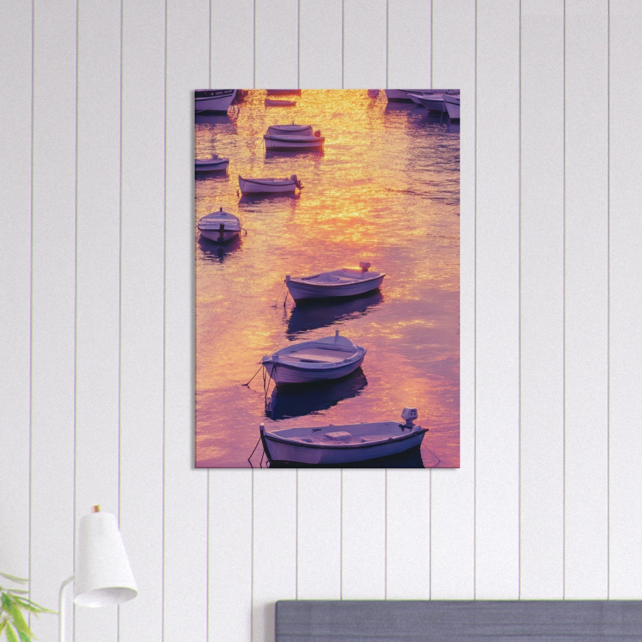 Canvas Portrait - Boats at Dusk A harbor filled with gently rocky 4 - Shop Ai Art WebShop - Digital Art online Store