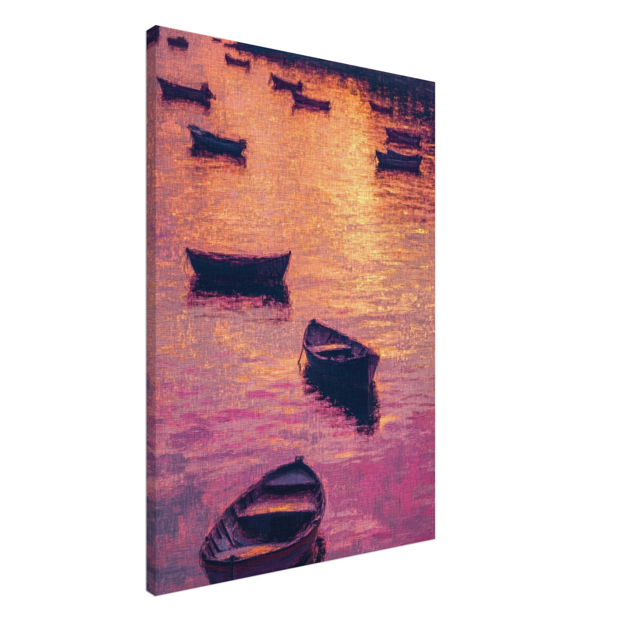 Canvas Portrait - Boats at Dusk A harbor filled with gently rocky - Shop Ai Art WebShop - Digital Art online Store