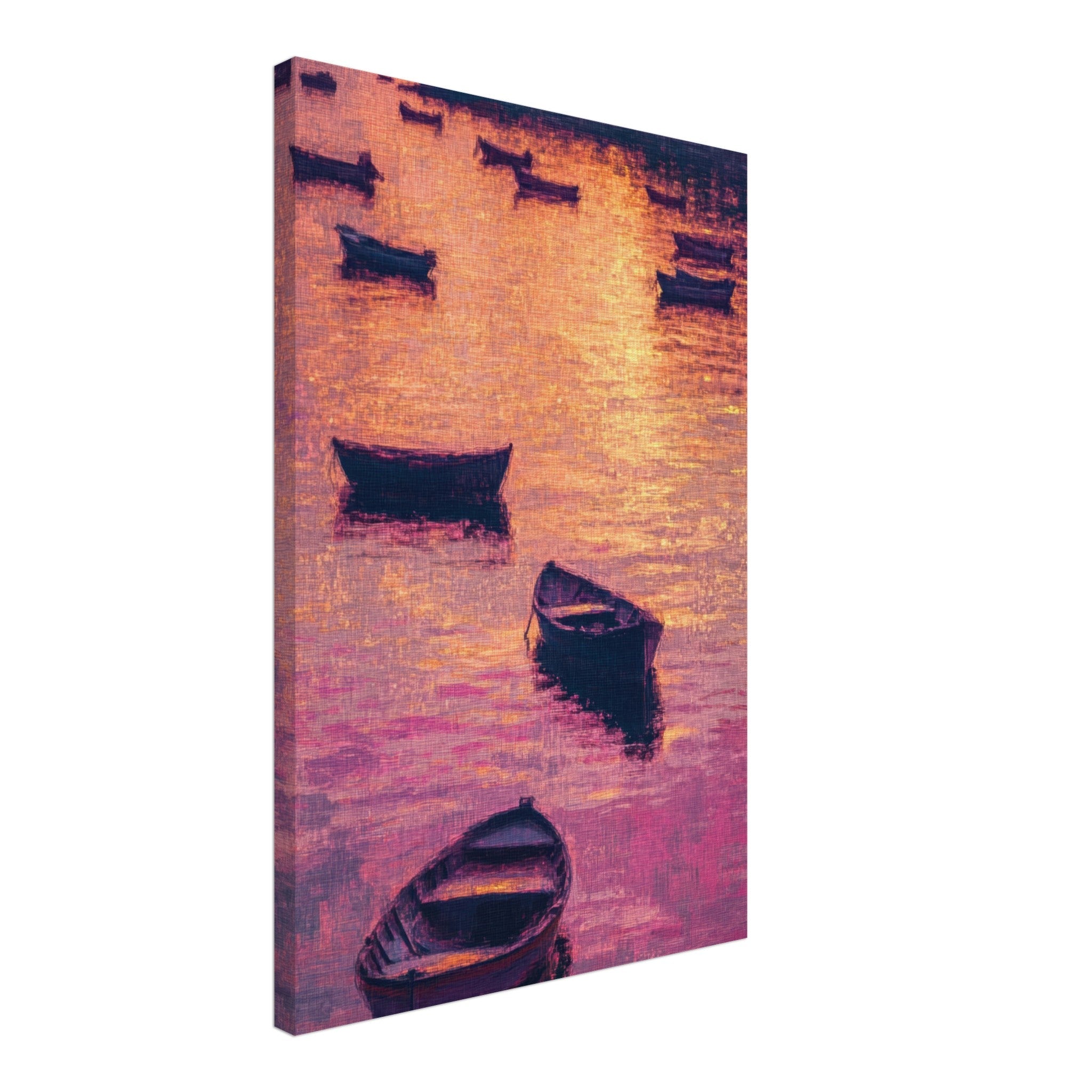Canvas Portrait - Boats at Dusk A harbor filled with gently rocky - Shop Ai Art WebShop - Digital Art online Store