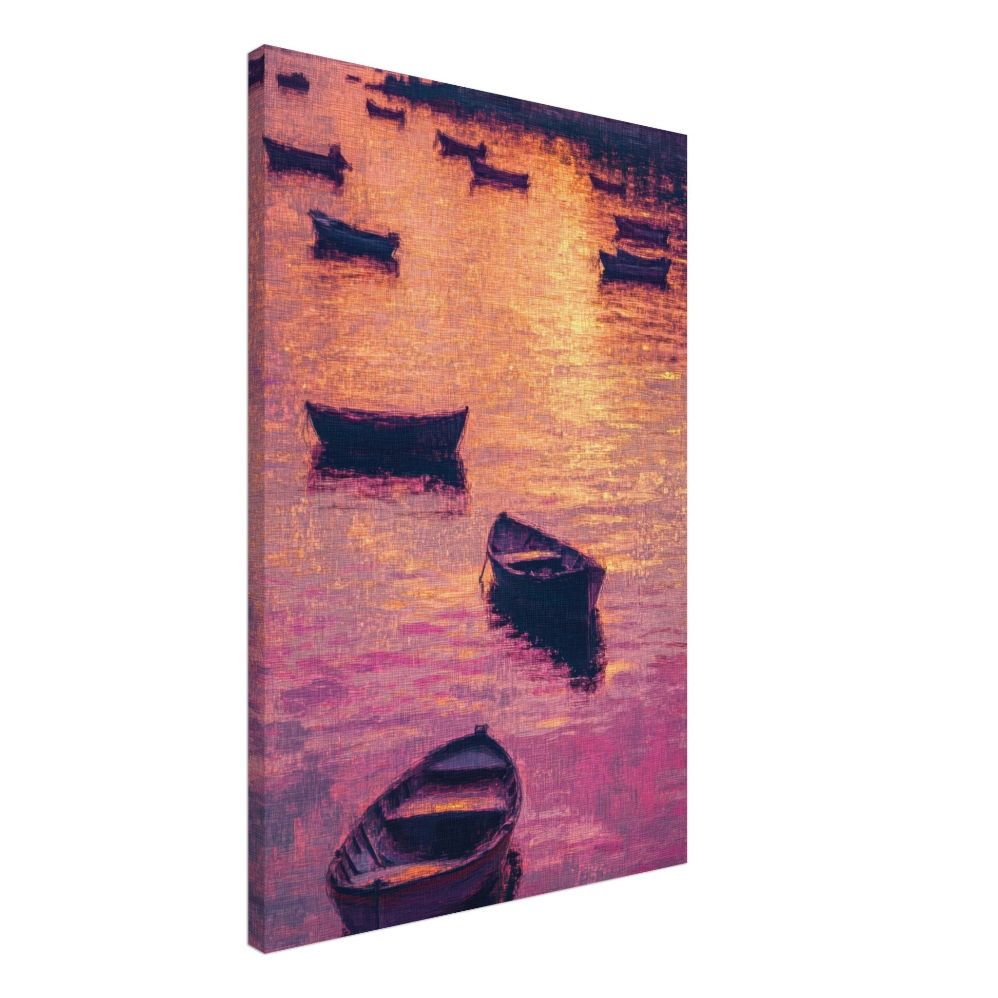 Canvas Portrait - Boats at Dusk A harbor filled with gently rocky - Shop Ai Art WebShop - Digital Art online Store