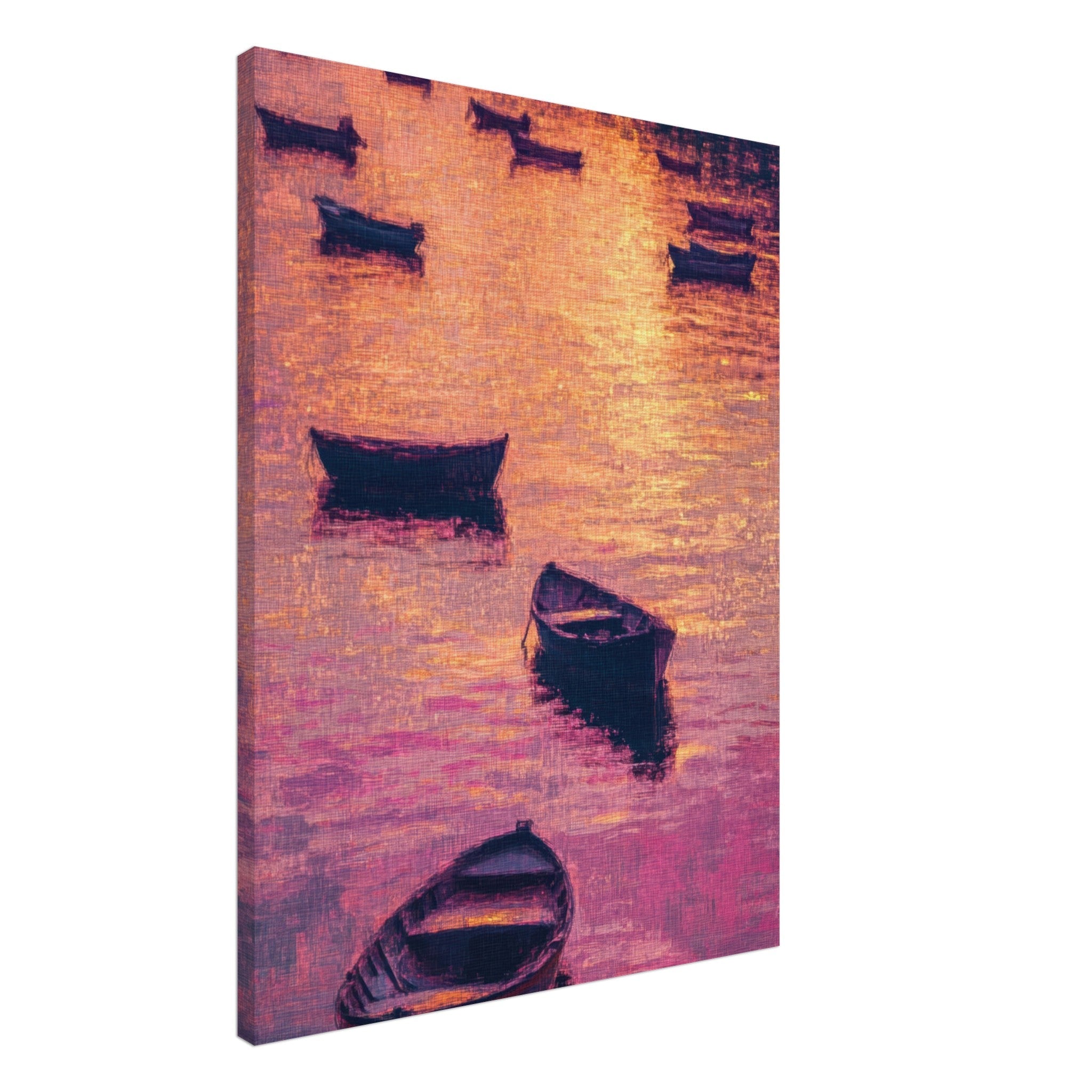Canvas Portrait - Boats at Dusk A harbor filled with gently rocky - Shop Ai Art WebShop - Digital Art online Store