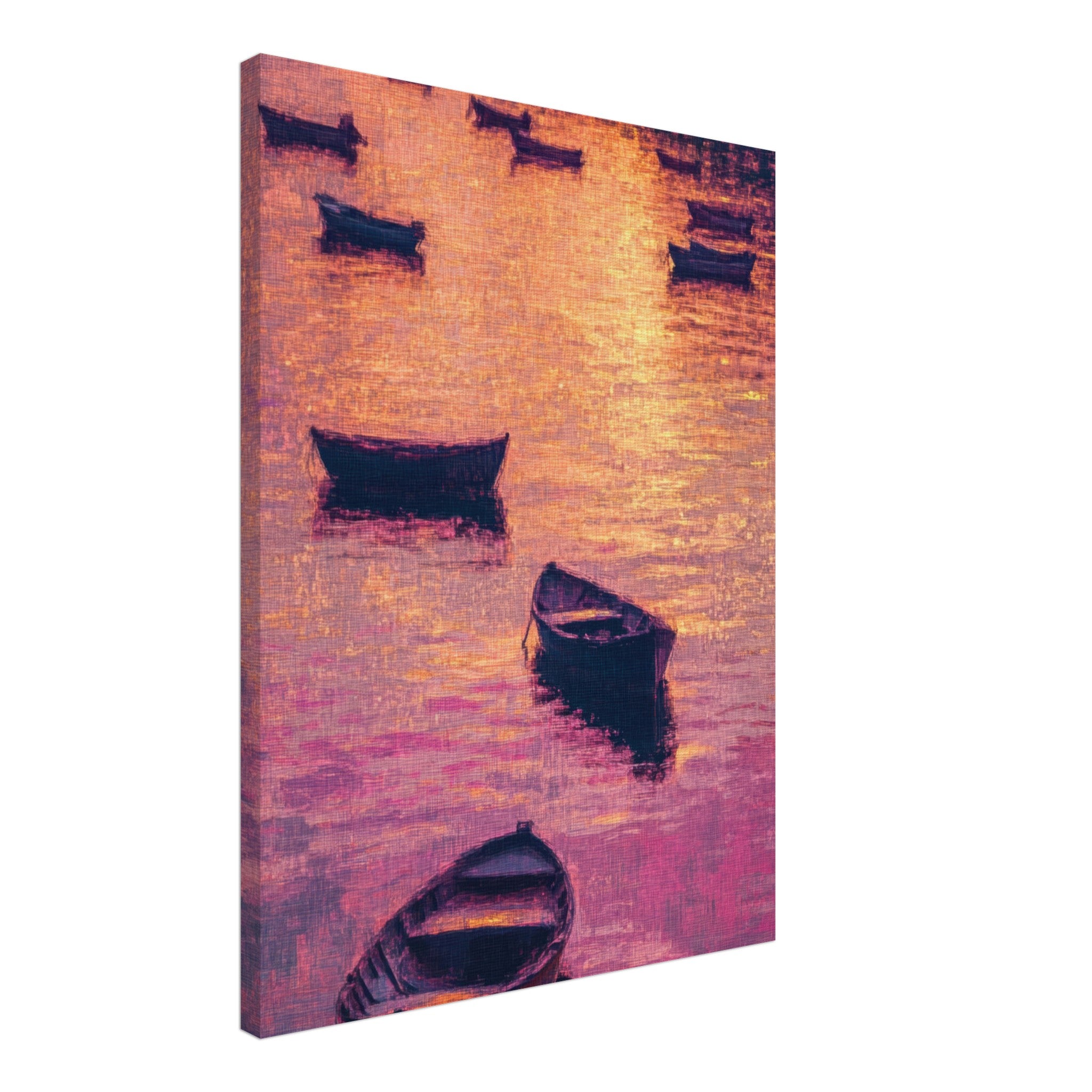 Canvas Portrait - Boats at Dusk A harbor filled with gently rocky - Shop Ai Art WebShop - Digital Art online Store