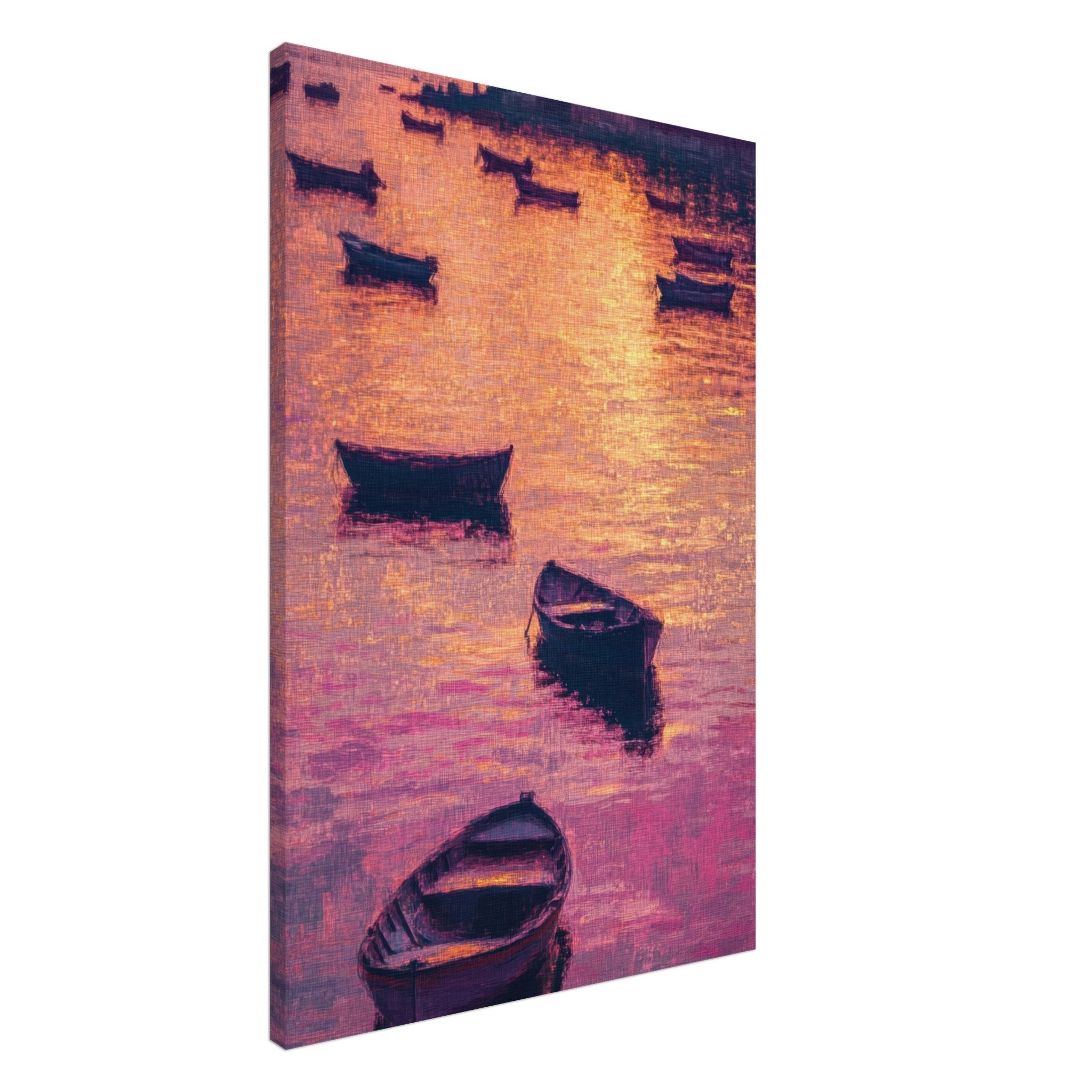 Canvas Portrait - Boats at Dusk A harbor filled with gently rocky - Shop Ai Art WebShop - Digital Art online Store