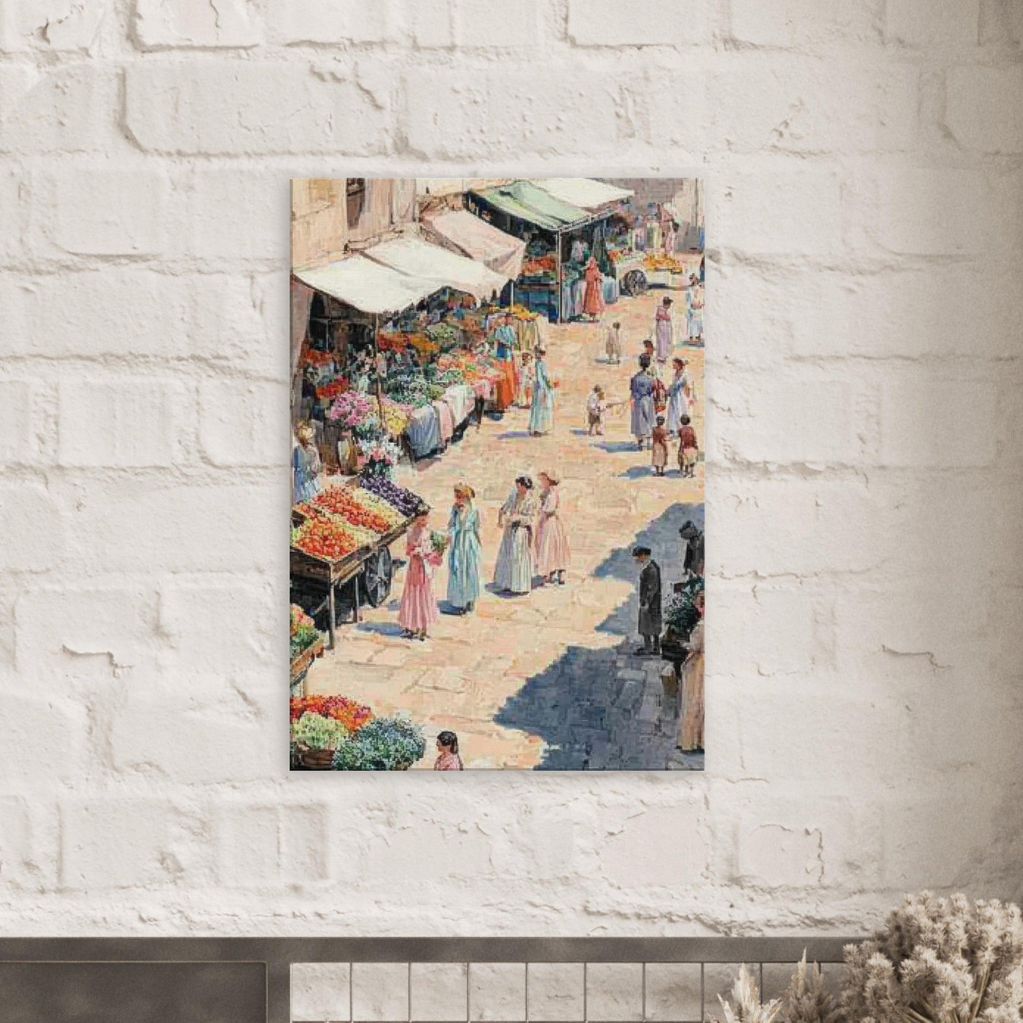 Canvas Portrait - Bustling Market Scene A lively 19th - century may - Shop Ai Art WebShop - Digital Art online Store