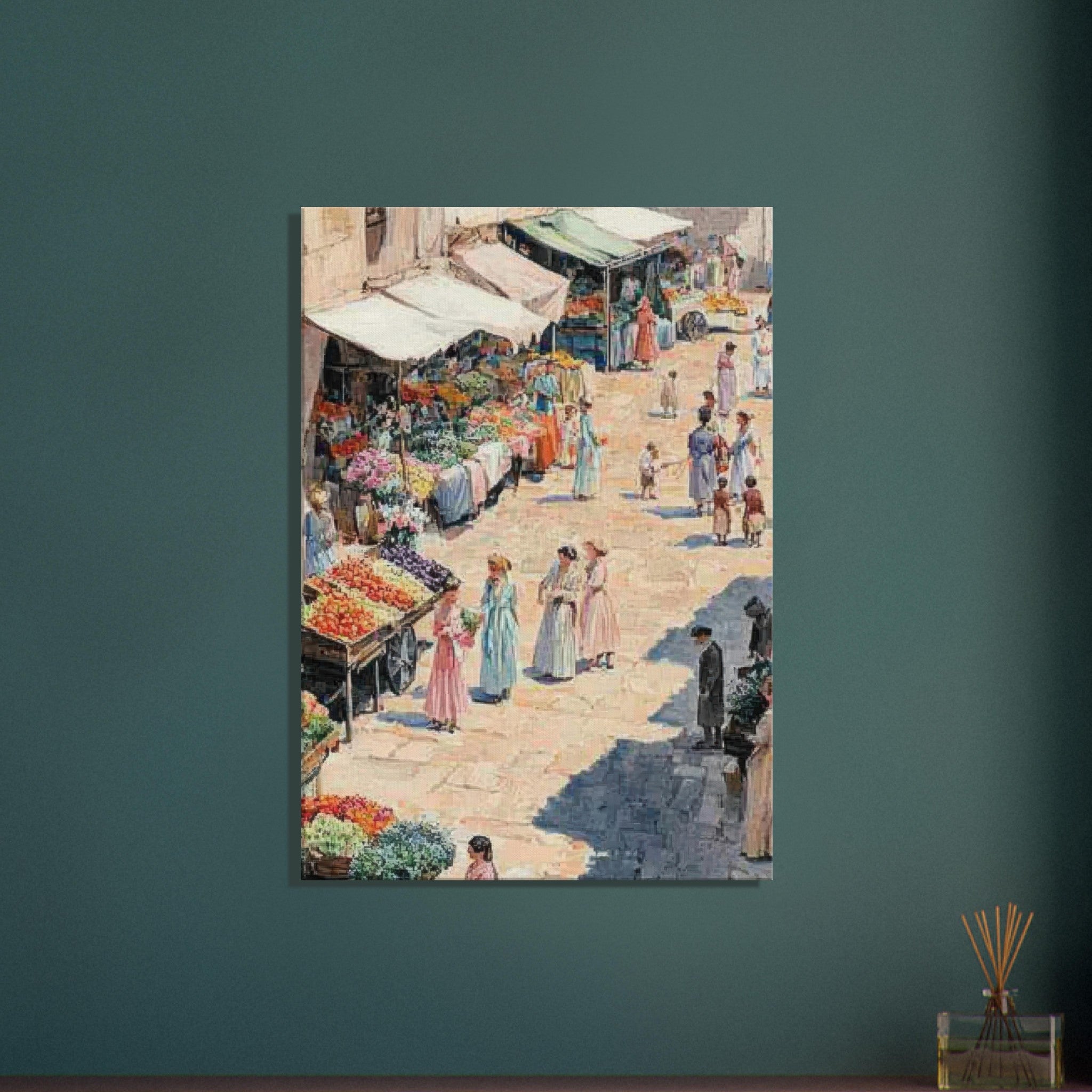 Canvas Portrait - Bustling Market Scene A lively 19th - century may - Shop Ai Art WebShop - Digital Art online Store