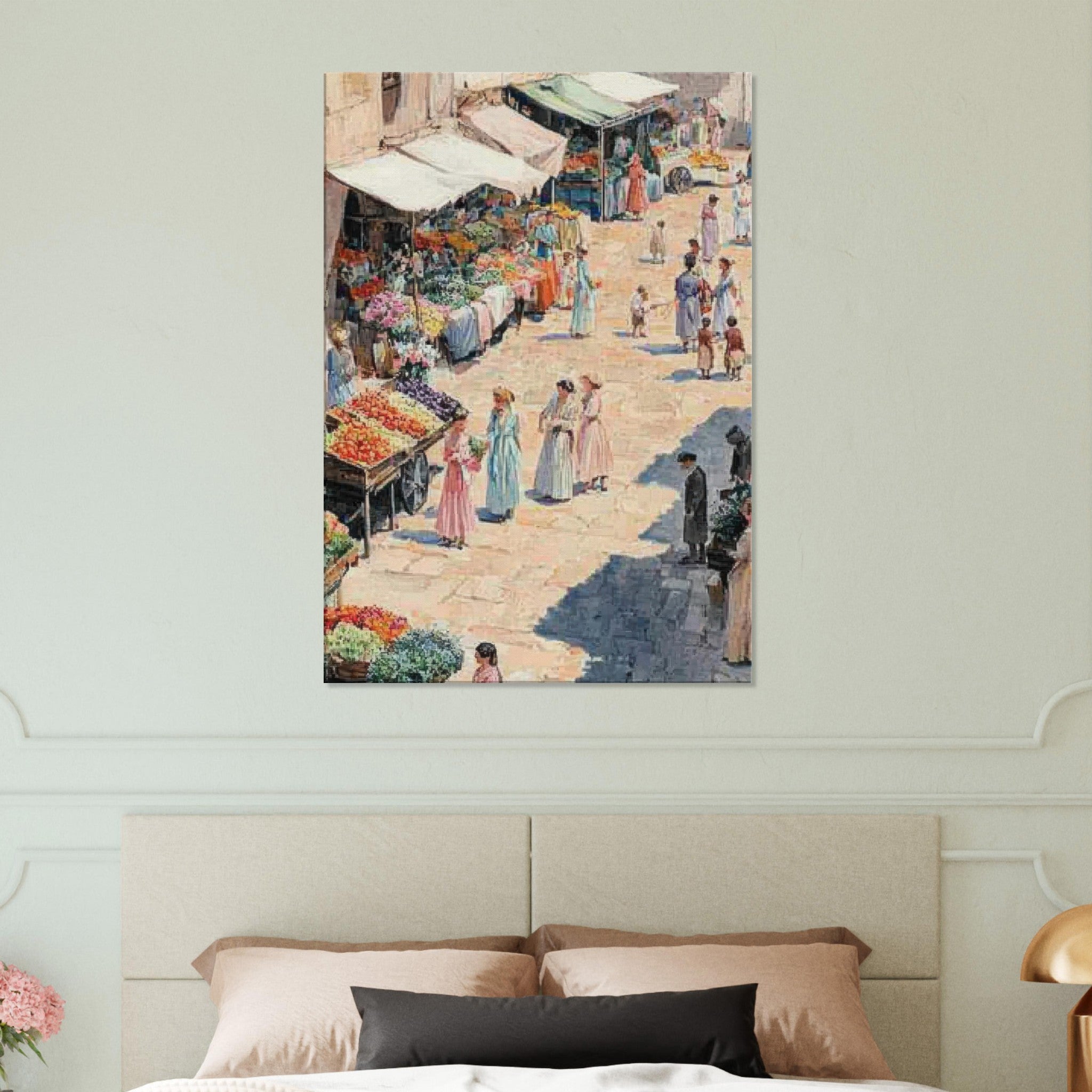 Canvas Portrait - Bustling Market Scene A lively 19th - century may - Shop Ai Art WebShop - Digital Art online Store
