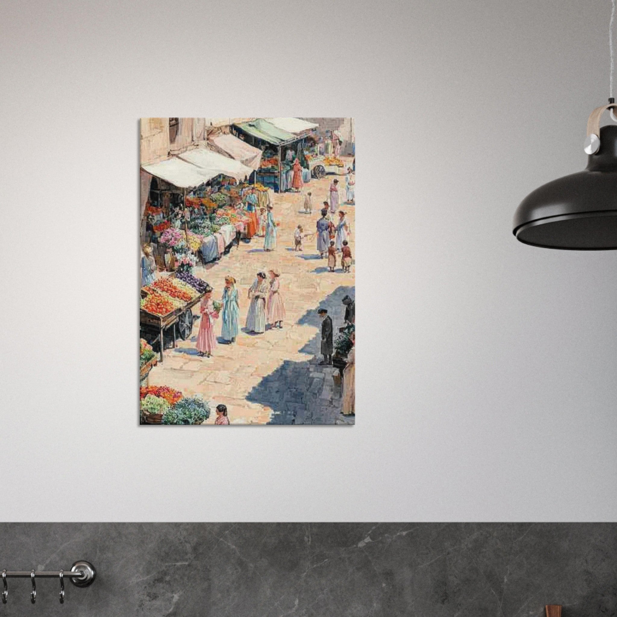 Canvas Portrait - Bustling Market Scene A lively 19th - century may - Shop Ai Art WebShop - Digital Art online Store