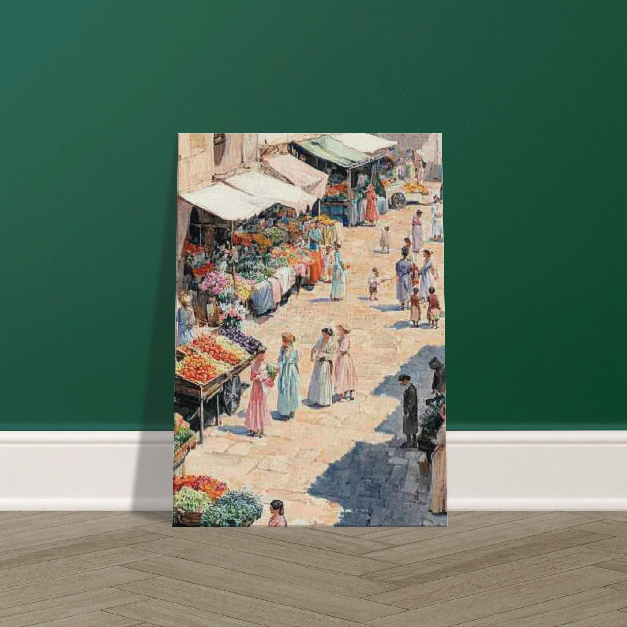 Canvas Portrait - Bustling Market Scene A lively 19th - century may - Shop Ai Art WebShop - Digital Art online Store
