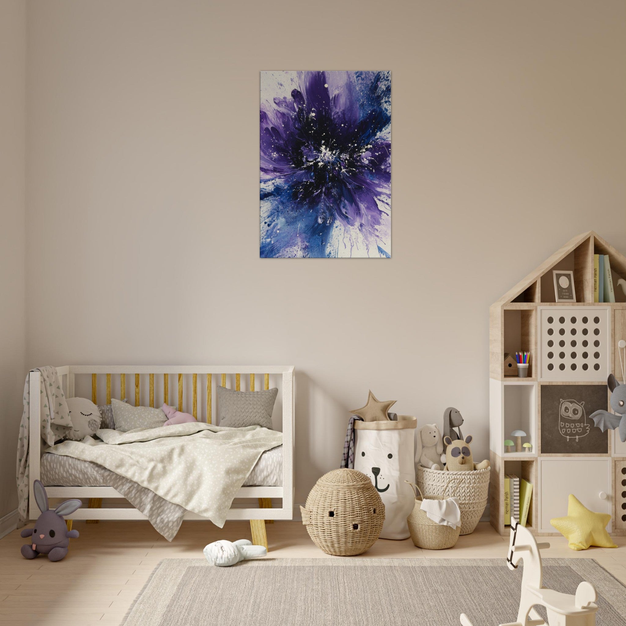 Canvas Portrait - Cosmic Bloom An abstract explosion of deep purple - Shop Ai Art WebShop - Digital Art online Store