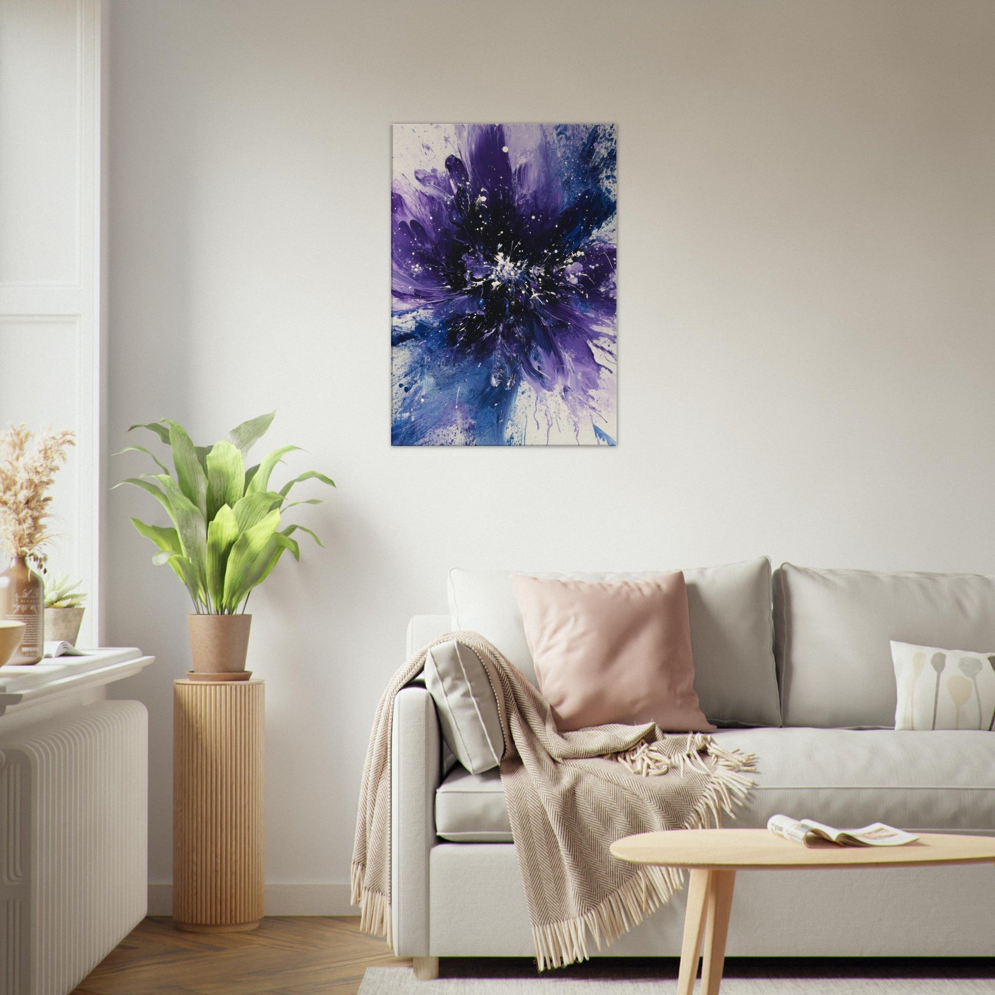 Canvas Portrait - Cosmic Bloom An abstract explosion of deep purple - Shop Ai Art WebShop - Digital Art online Store