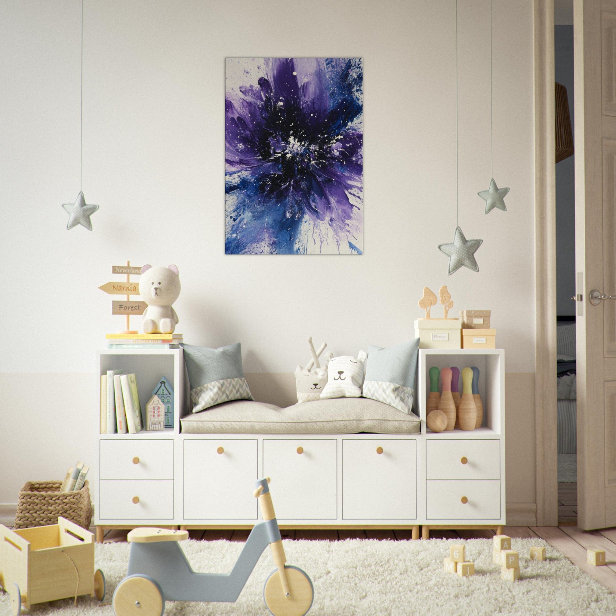 Canvas Portrait - Cosmic Bloom An abstract explosion of deep purple - Shop Ai Art WebShop - Digital Art online Store