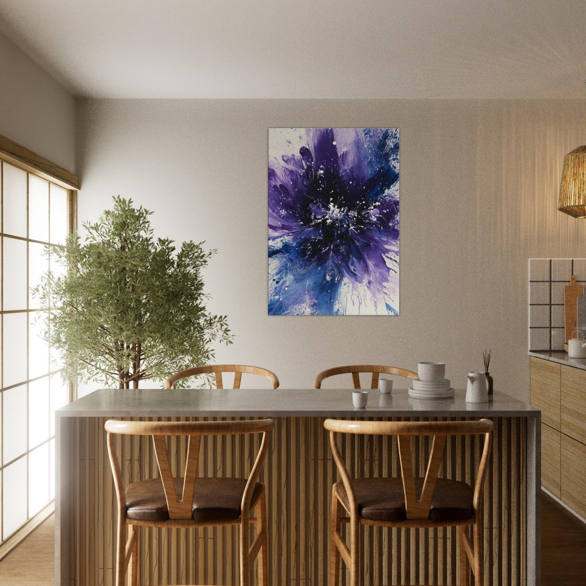 Canvas Portrait - Cosmic Bloom An abstract explosion of deep purple - Shop Ai Art WebShop - Digital Art online Store