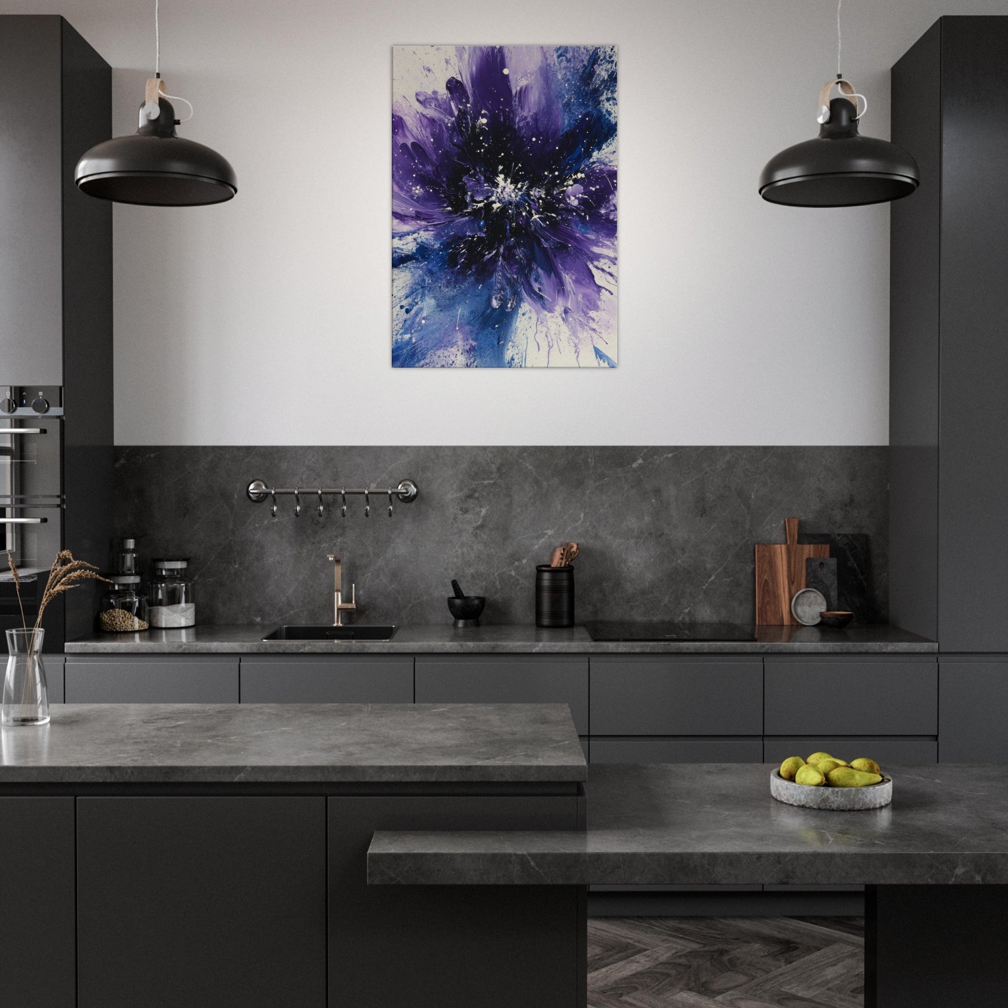 Canvas Portrait - Cosmic Bloom An abstract explosion of deep purple - Shop Ai Art WebShop - Digital Art online Store