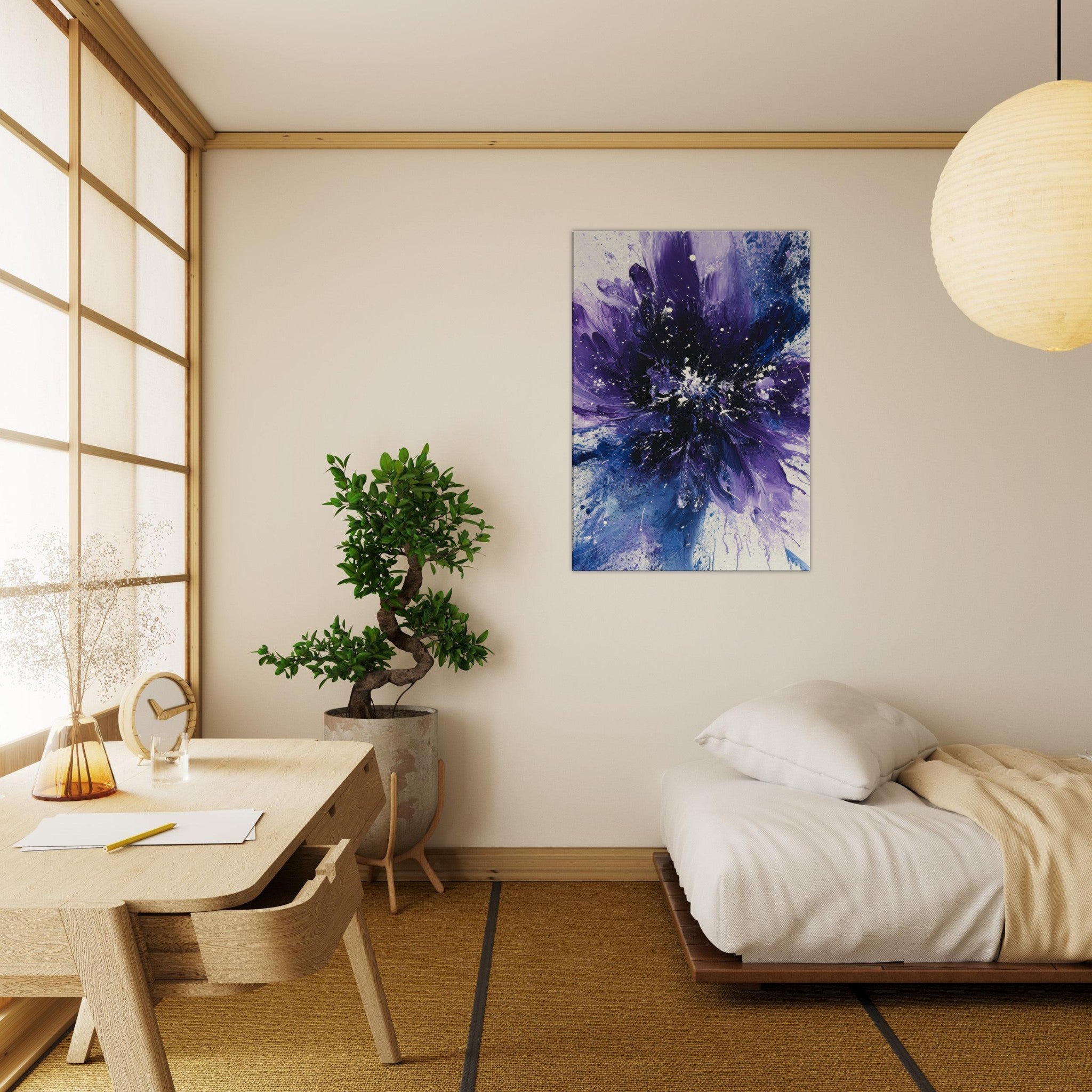 Canvas Portrait - Cosmic Bloom An abstract explosion of deep purple - Shop Ai Art WebShop - Digital Art online Store