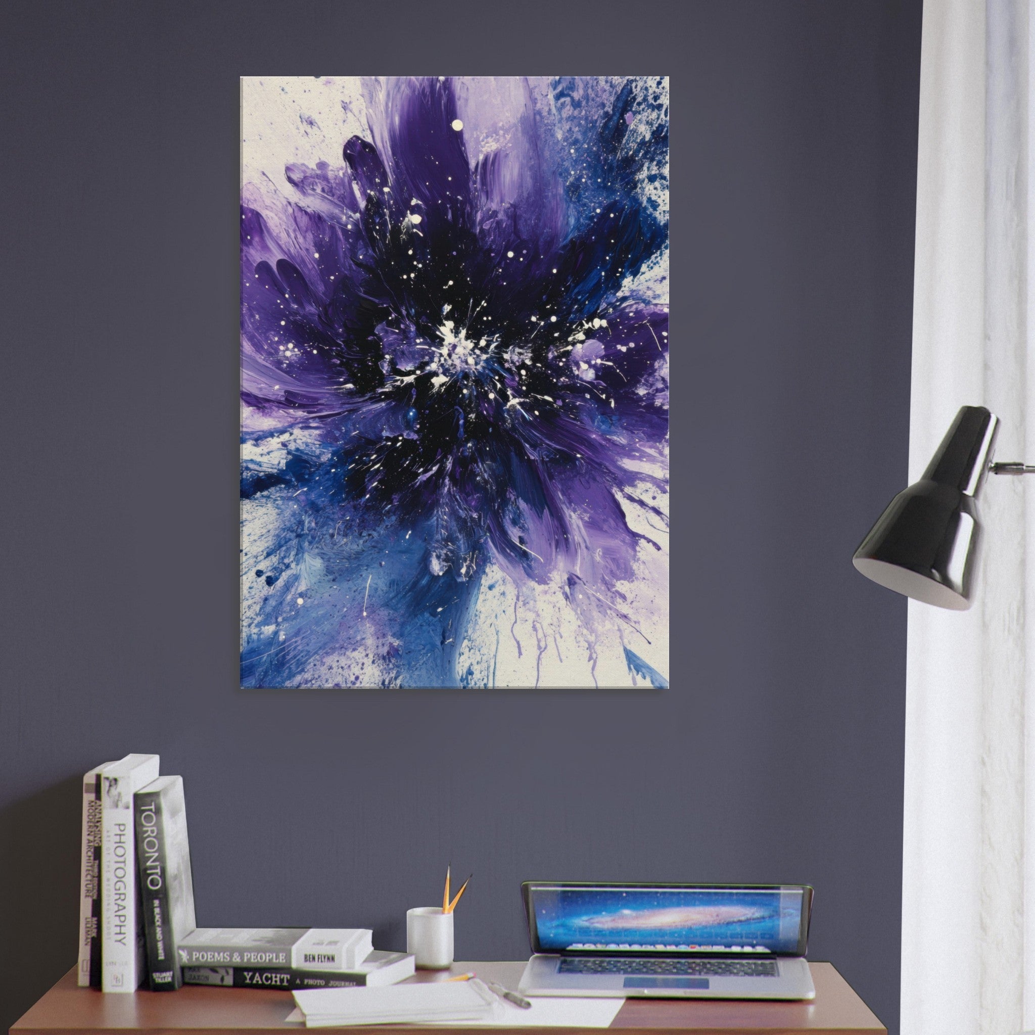 Canvas Portrait - Cosmic Bloom An abstract explosion of deep purple - Shop Ai Art WebShop - Digital Art online Store