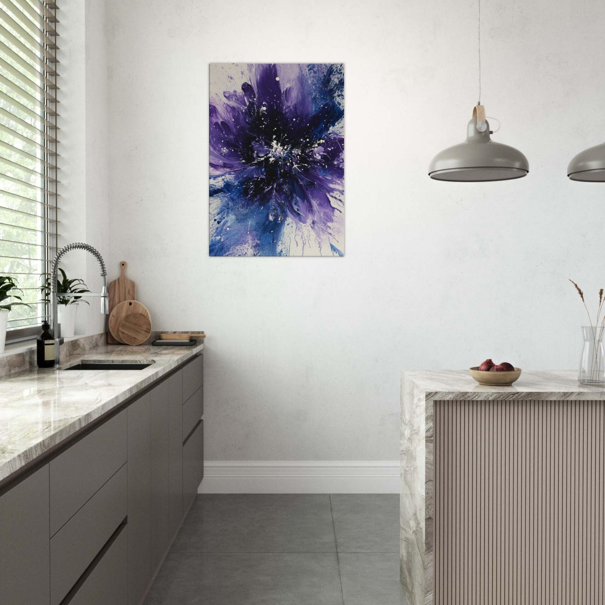 Canvas Portrait - Cosmic Bloom An abstract explosion of deep purple - Shop Ai Art WebShop - Digital Art online Store