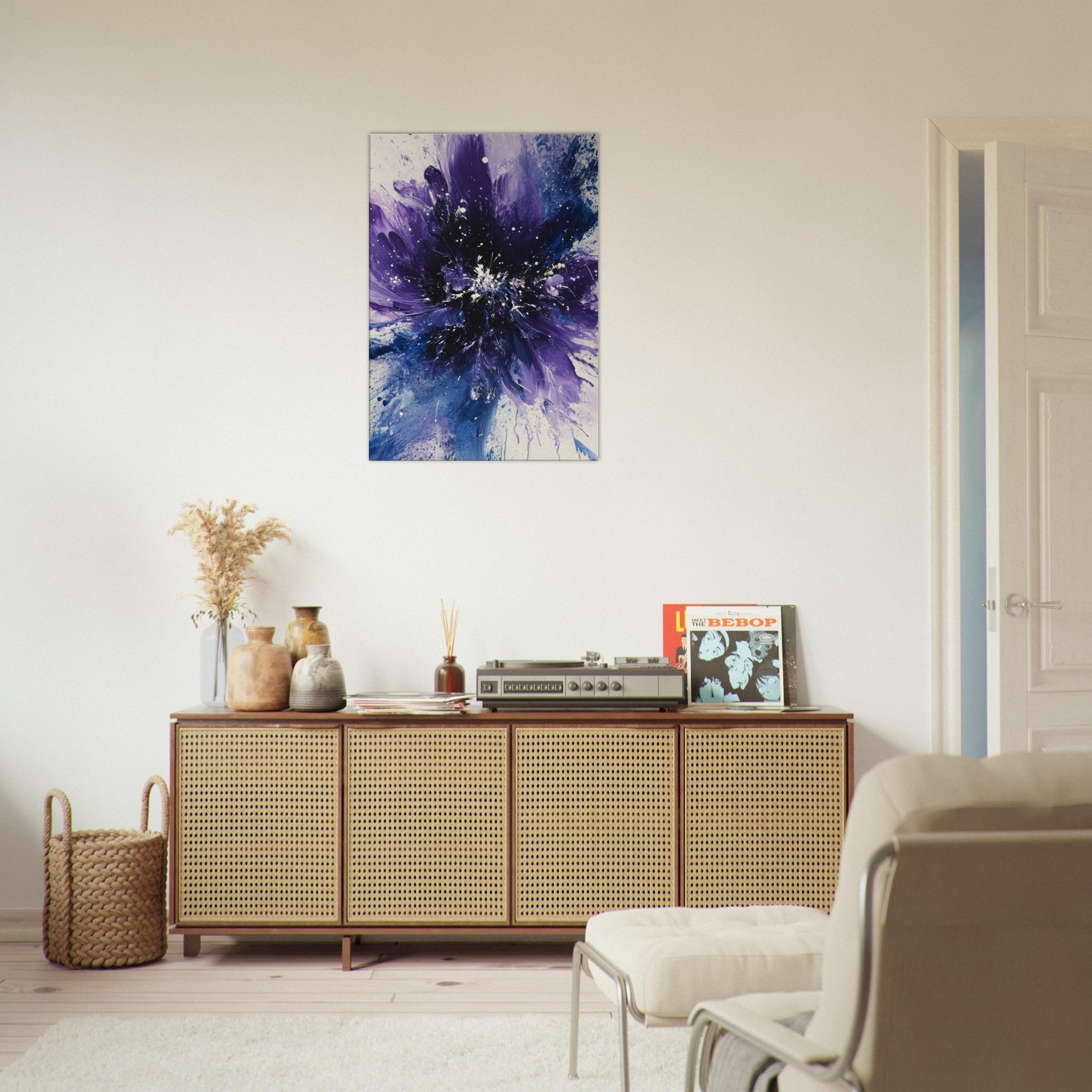 Canvas Portrait - Cosmic Bloom An abstract explosion of deep purple - Shop Ai Art WebShop - Digital Art online Store