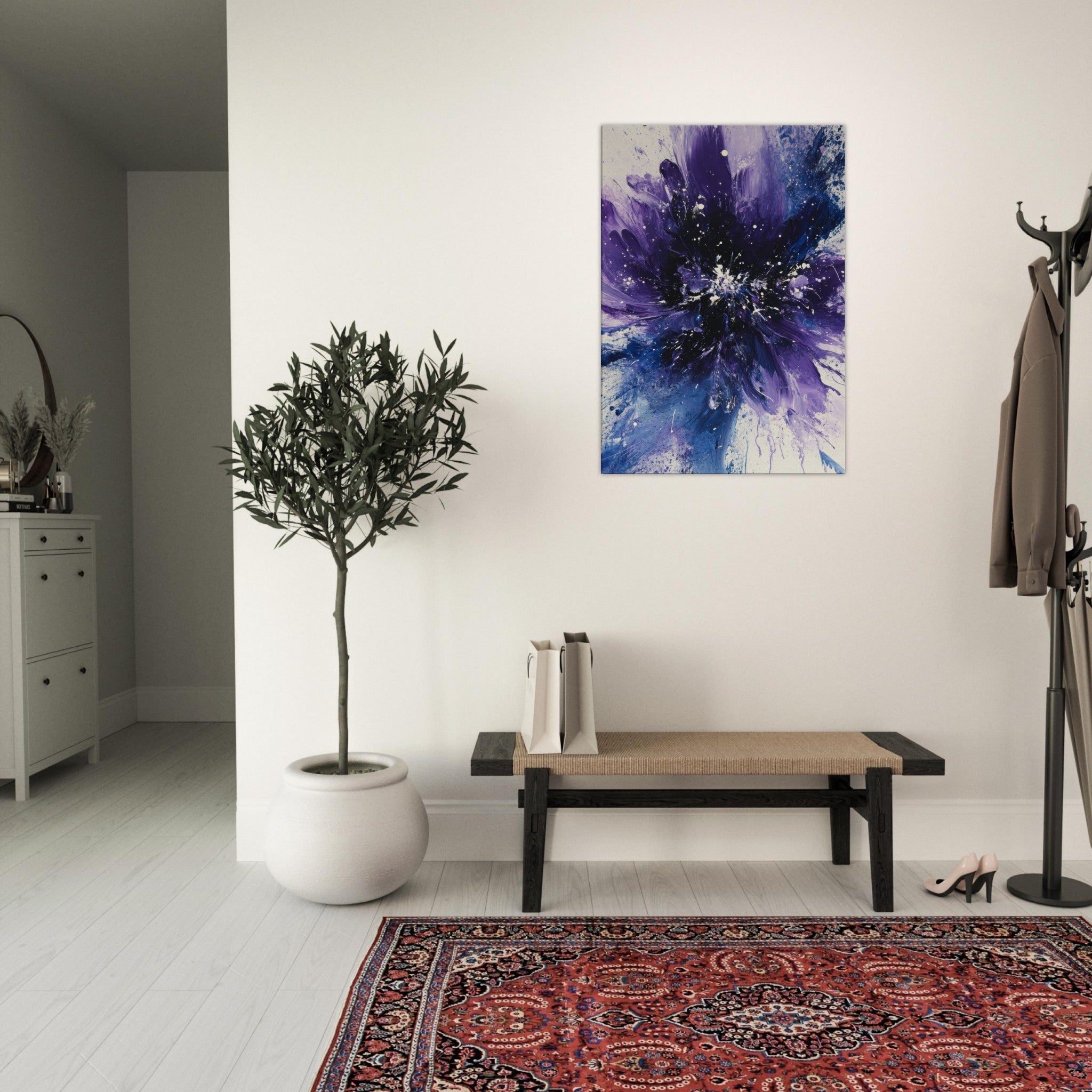 Canvas Portrait - Cosmic Bloom An abstract explosion of deep purple - Shop Ai Art WebShop - Digital Art online Store