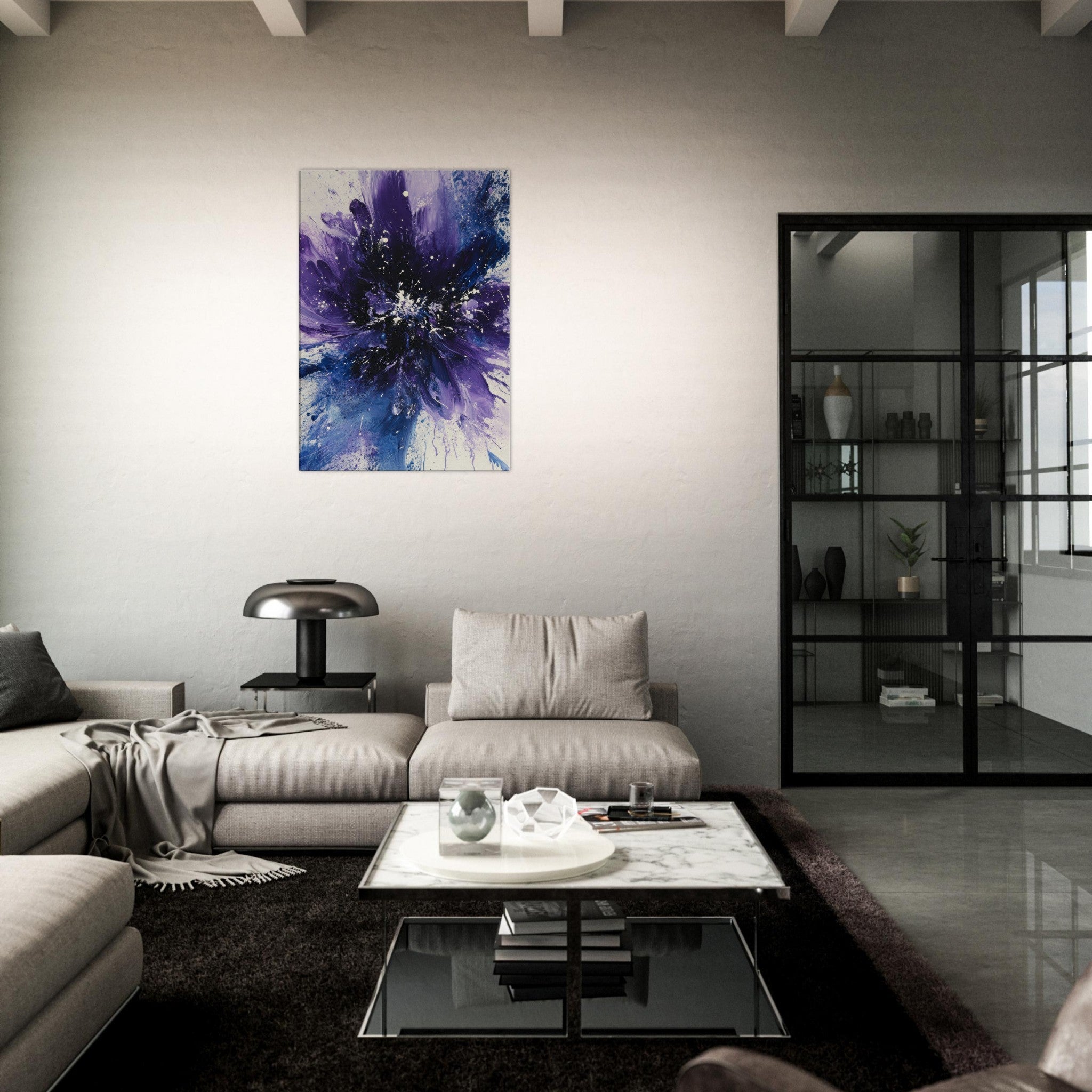 Canvas Portrait - Cosmic Bloom An abstract explosion of deep purple - Shop Ai Art WebShop - Digital Art online Store