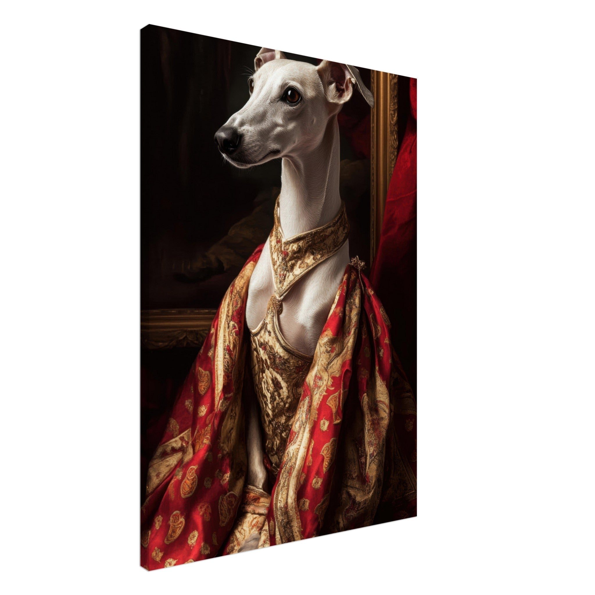 Canvas Portrait - Elegant Baroque Greyhound Portrait A sleek grey - Shop Ai Art WebShop - Digital Art online Store