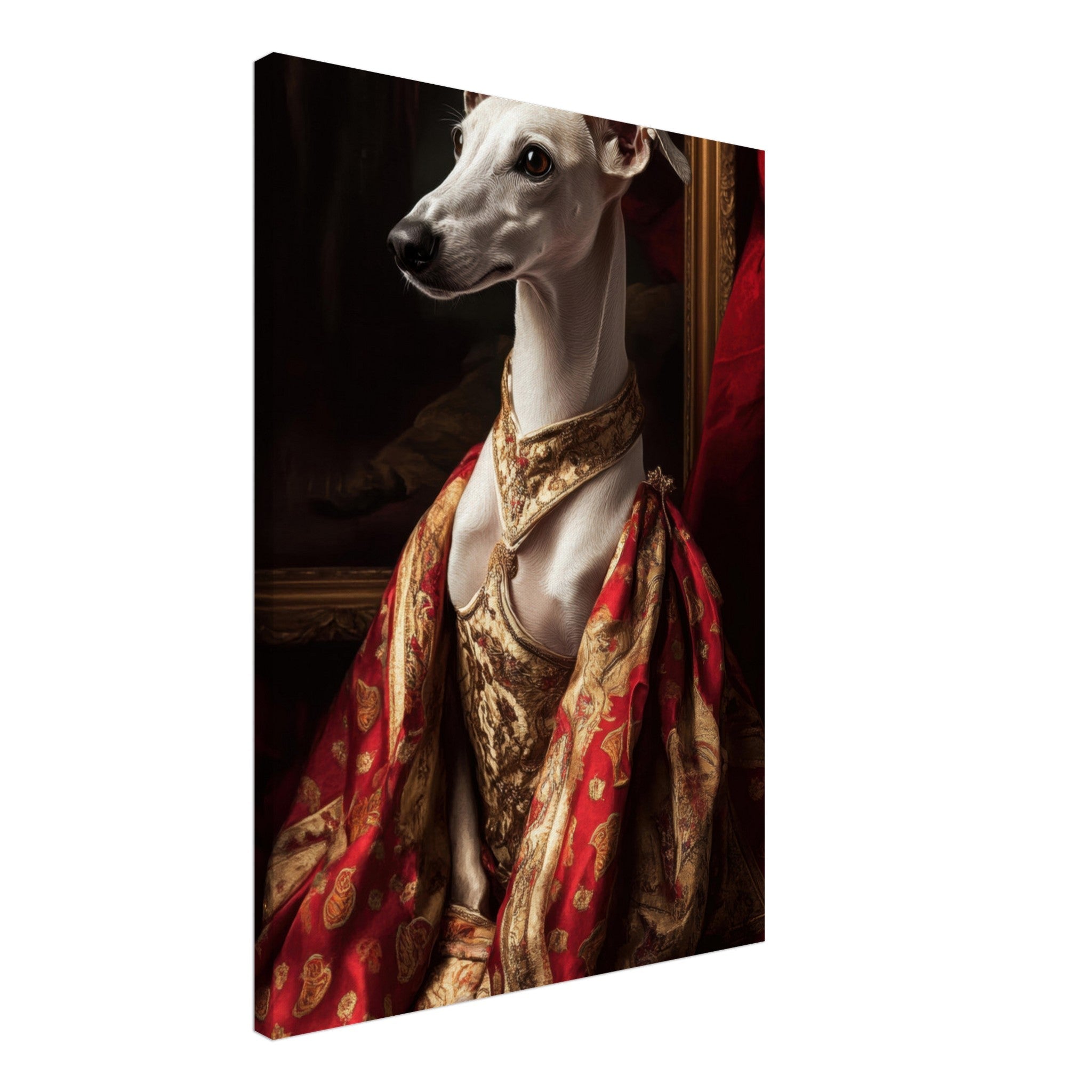 Canvas Portrait - Elegant Baroque Greyhound Portrait A sleek grey - Shop Ai Art WebShop - Digital Art online Store