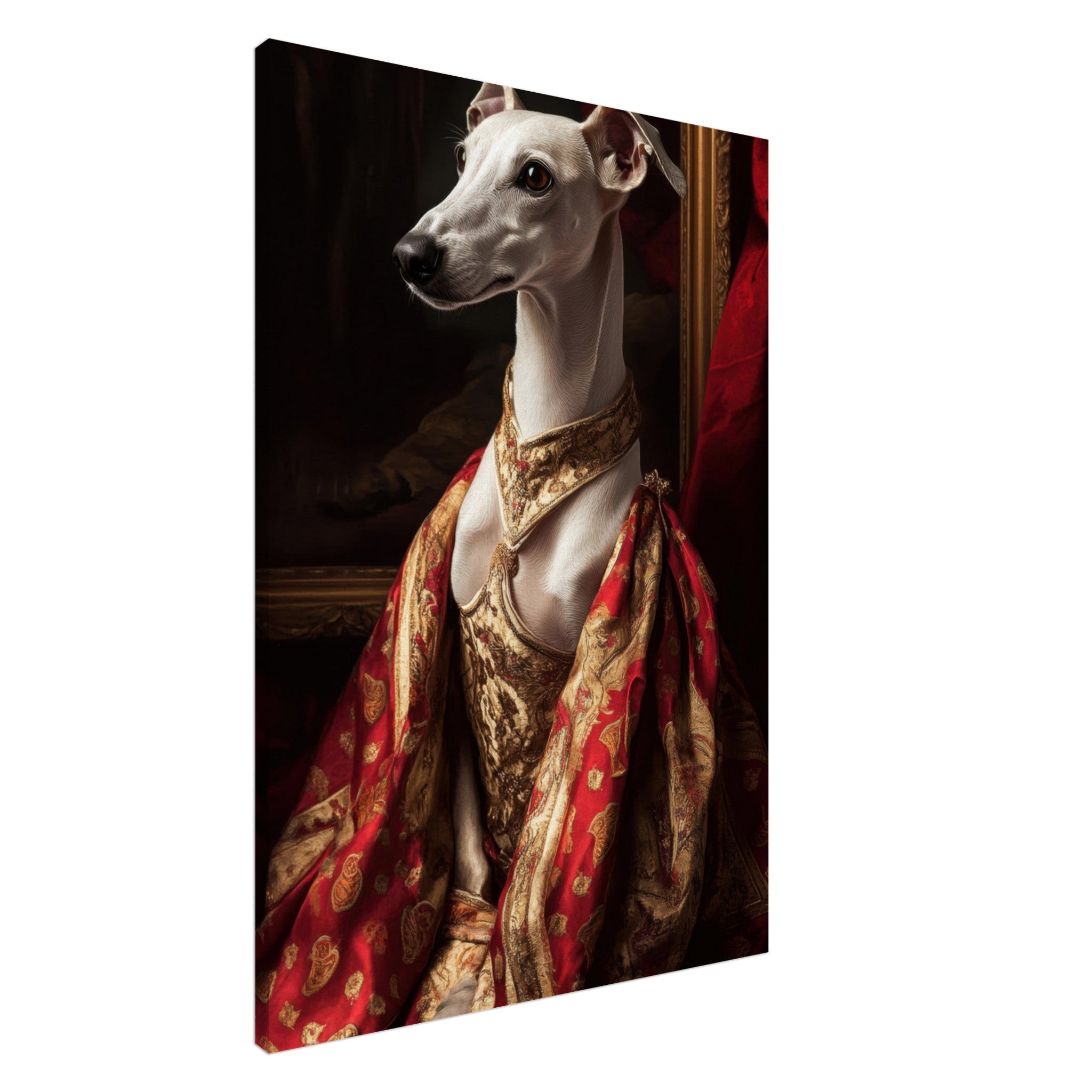 Canvas Portrait - Elegant Baroque Greyhound Portrait A sleek grey - Shop Ai Art WebShop - Digital Art online Store