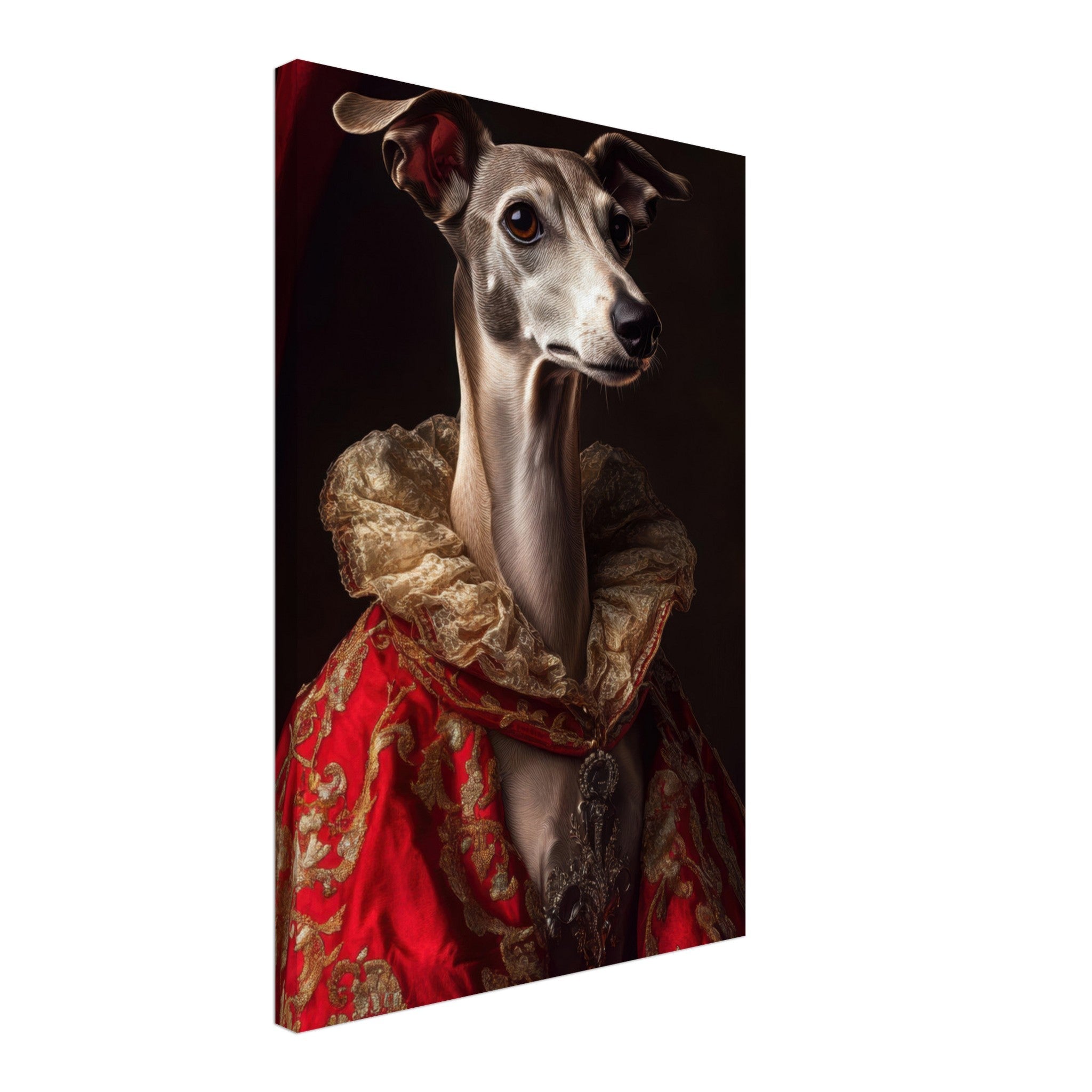 Canvas Portrait - Elegant Baroque Greyhound Portrait A sleek grey 5 - Shop Ai Art WebShop - Digital Art online Store