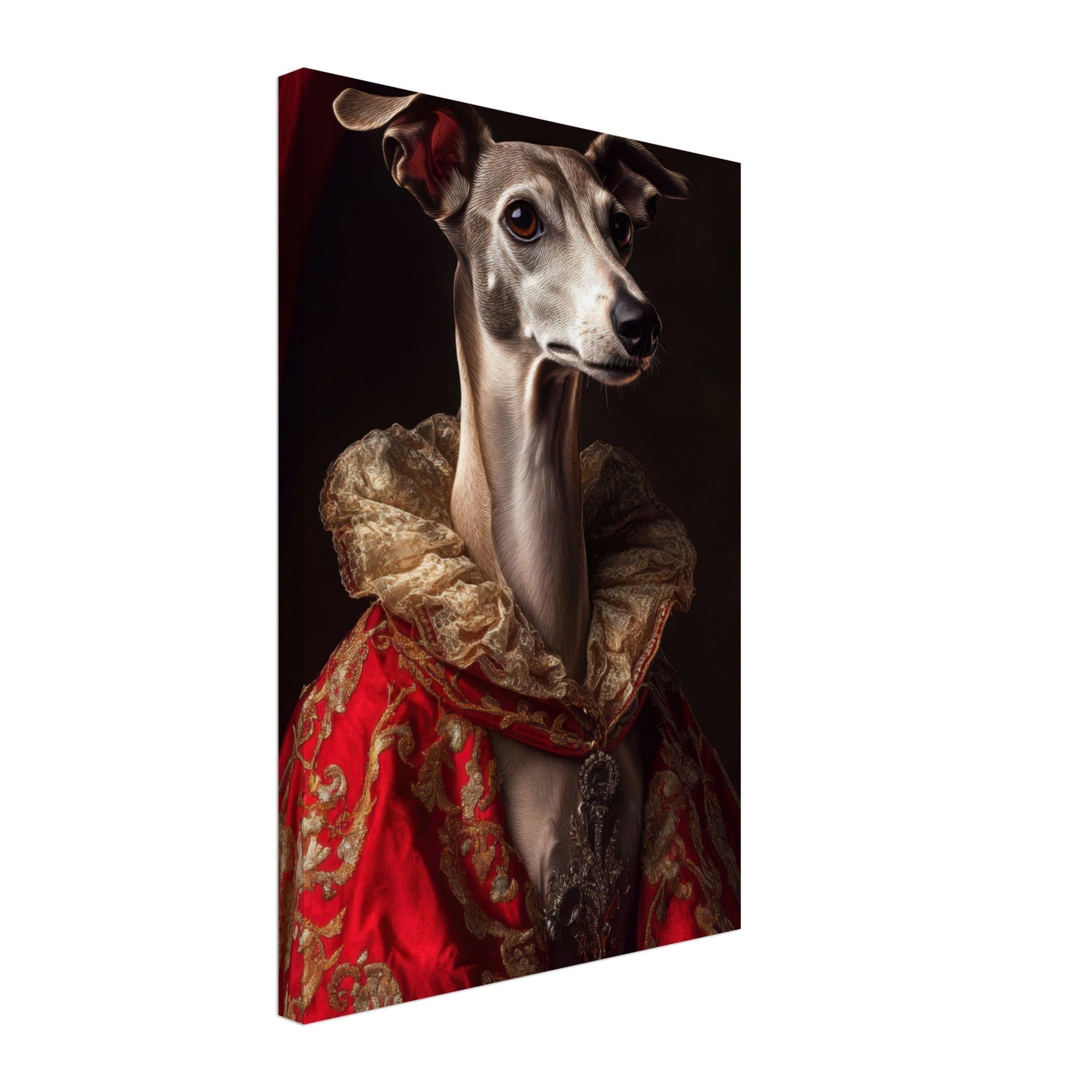 Canvas Portrait - Elegant Baroque Greyhound Portrait A sleek grey 5 - Shop Ai Art WebShop - Digital Art online Store