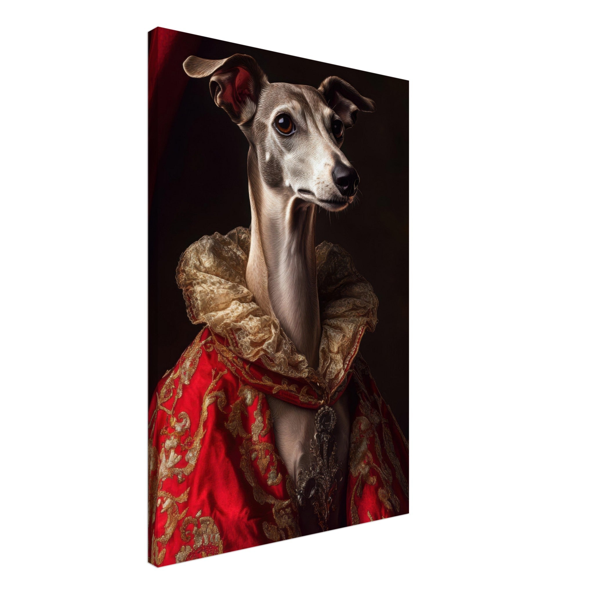 Canvas Portrait - Elegant Baroque Greyhound Portrait A sleek grey 5 - Shop Ai Art WebShop - Digital Art online Store
