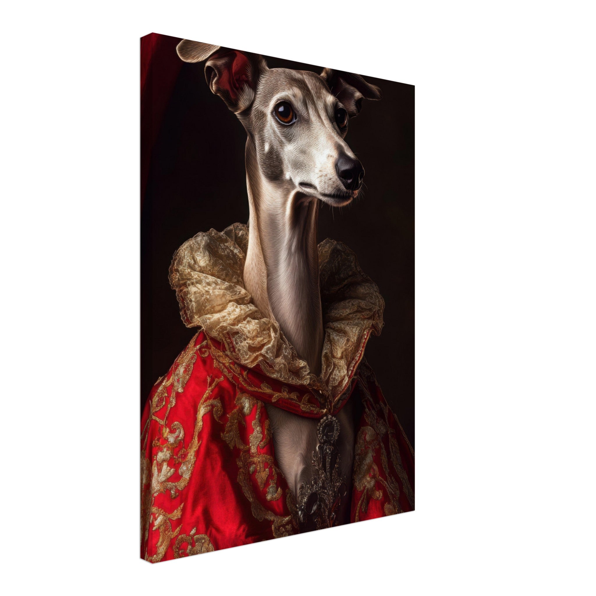 Canvas Portrait - Elegant Baroque Greyhound Portrait A sleek grey 5 - Shop Ai Art WebShop - Digital Art online Store