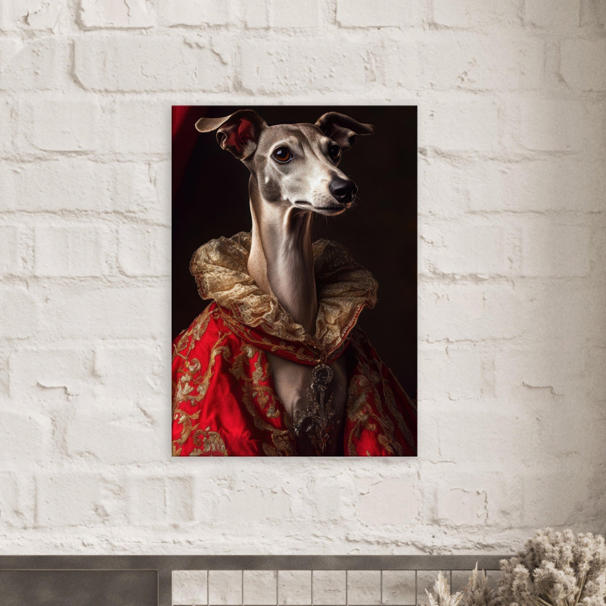 Canvas Portrait - Elegant Baroque Greyhound Portrait A sleek grey 5 - Shop Ai Art WebShop - Digital Art online Store