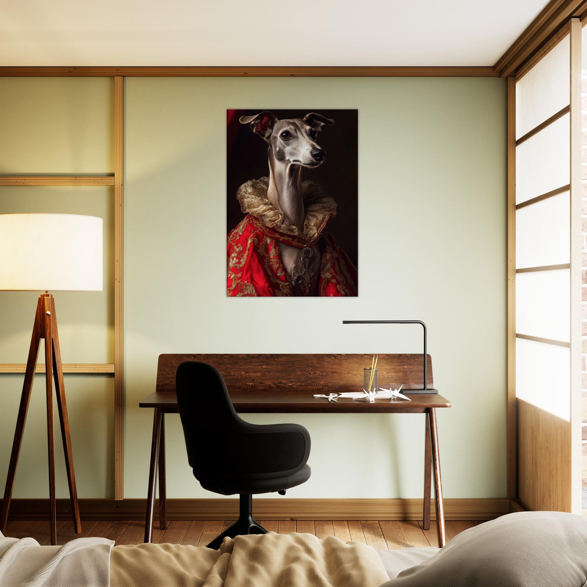 Canvas Portrait - Elegant Baroque Greyhound Portrait A sleek grey 5 - Shop Ai Art WebShop - Digital Art online Store