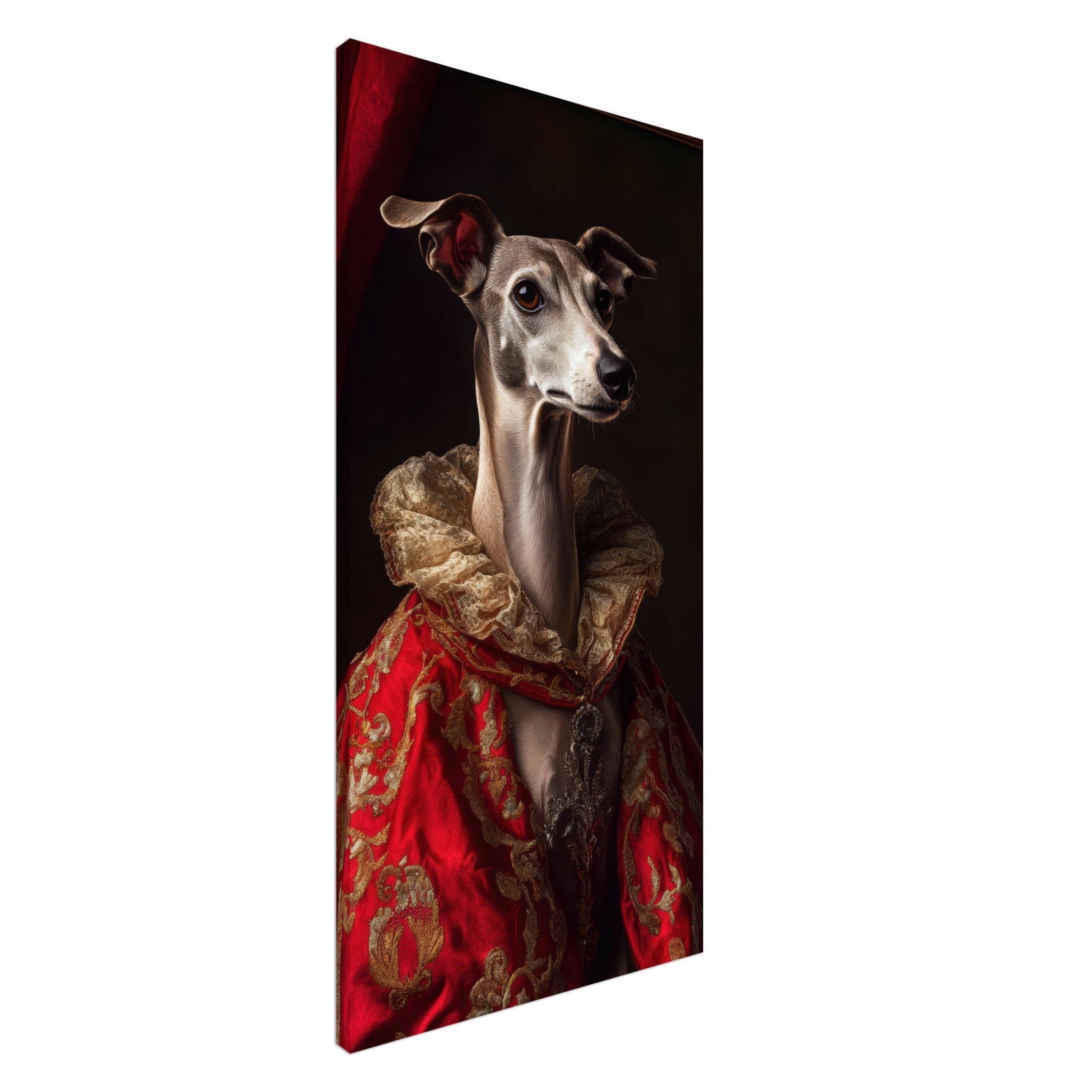 Canvas Portrait - Elegant Baroque Greyhound Portrait A sleek grey 5 - Shop Ai Art WebShop - Digital Art online Store